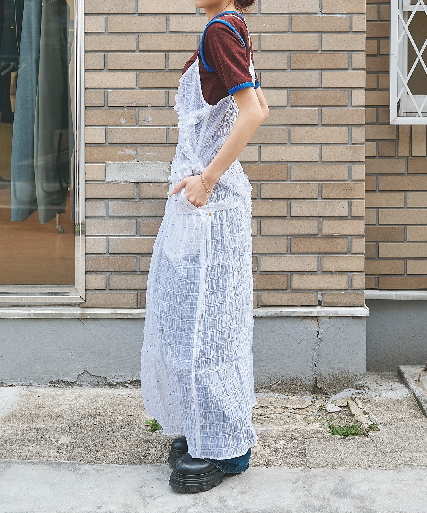 Original jacquard camisole dress naokitomizuka