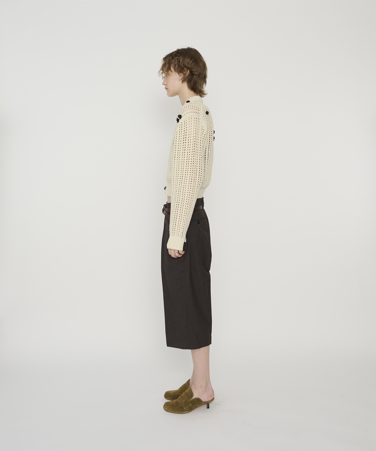 CROCHET STAR 7G MESH POLO COLLAR CARDIGAN JANE SMITH