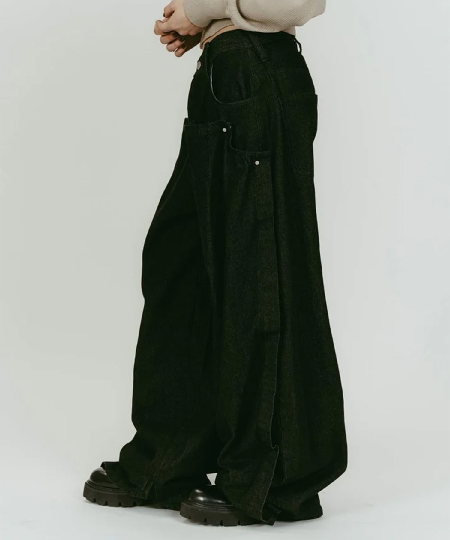 cling drape denim pants(unisex) Knuth Marf