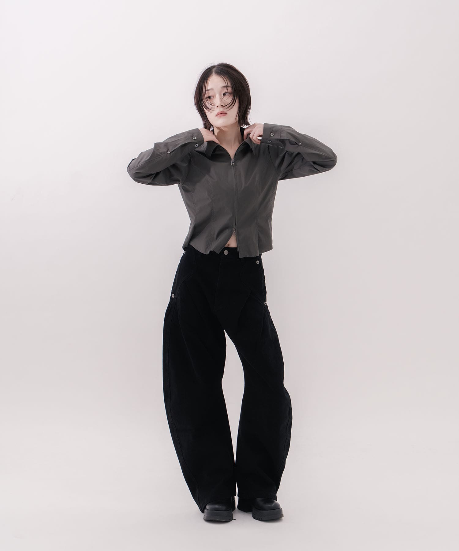 fitted zip up shirt CONZ