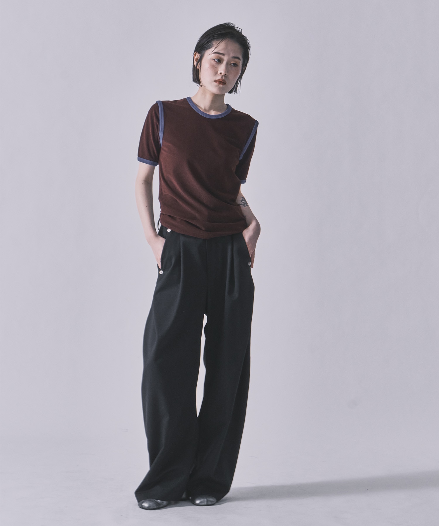 STRETCH PILE RINGER TEE kotohayokozawa