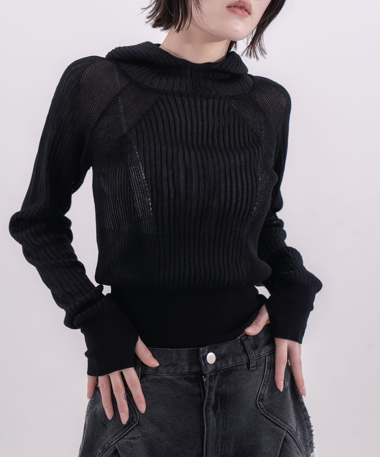 rib slim hoodie CONZ