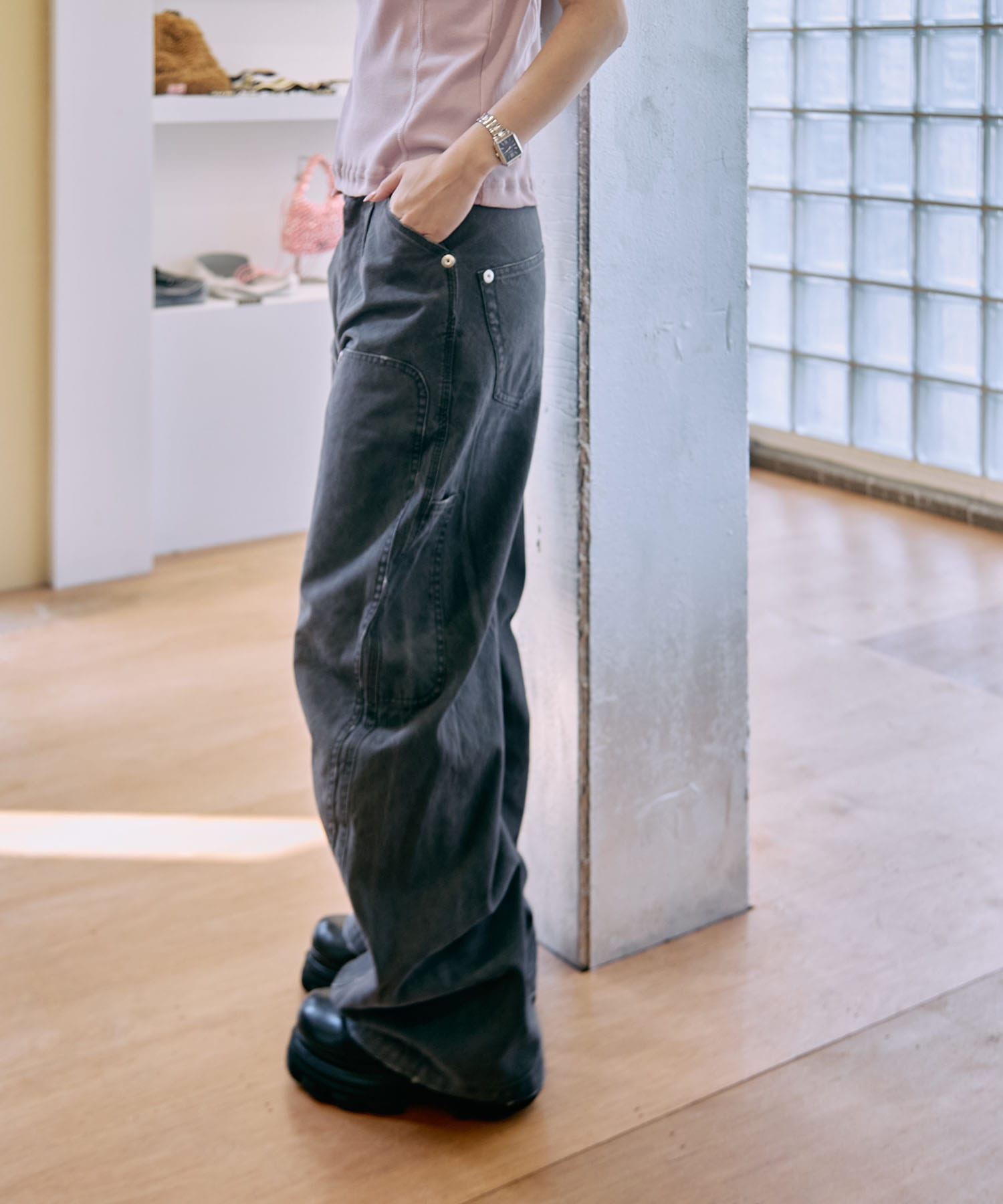 duck double knee curved leg pants CONZ