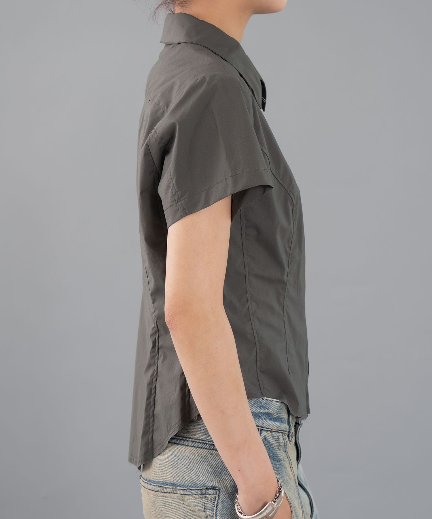 fitted zip up shirt short sleeve CONZ