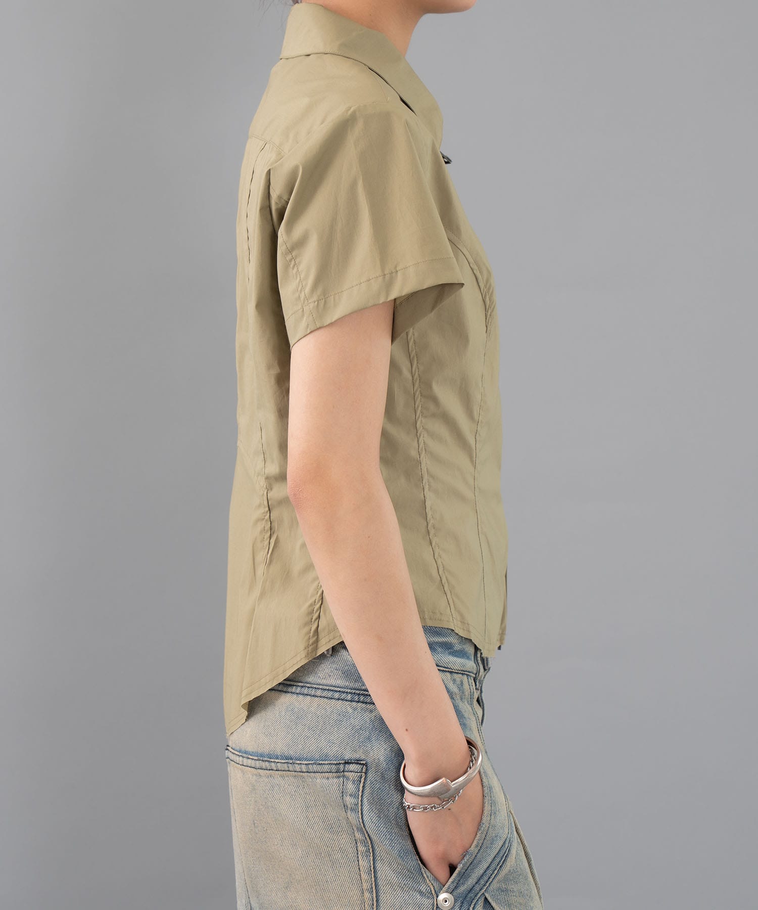 fitted zip up shirt short sleeve CONZ