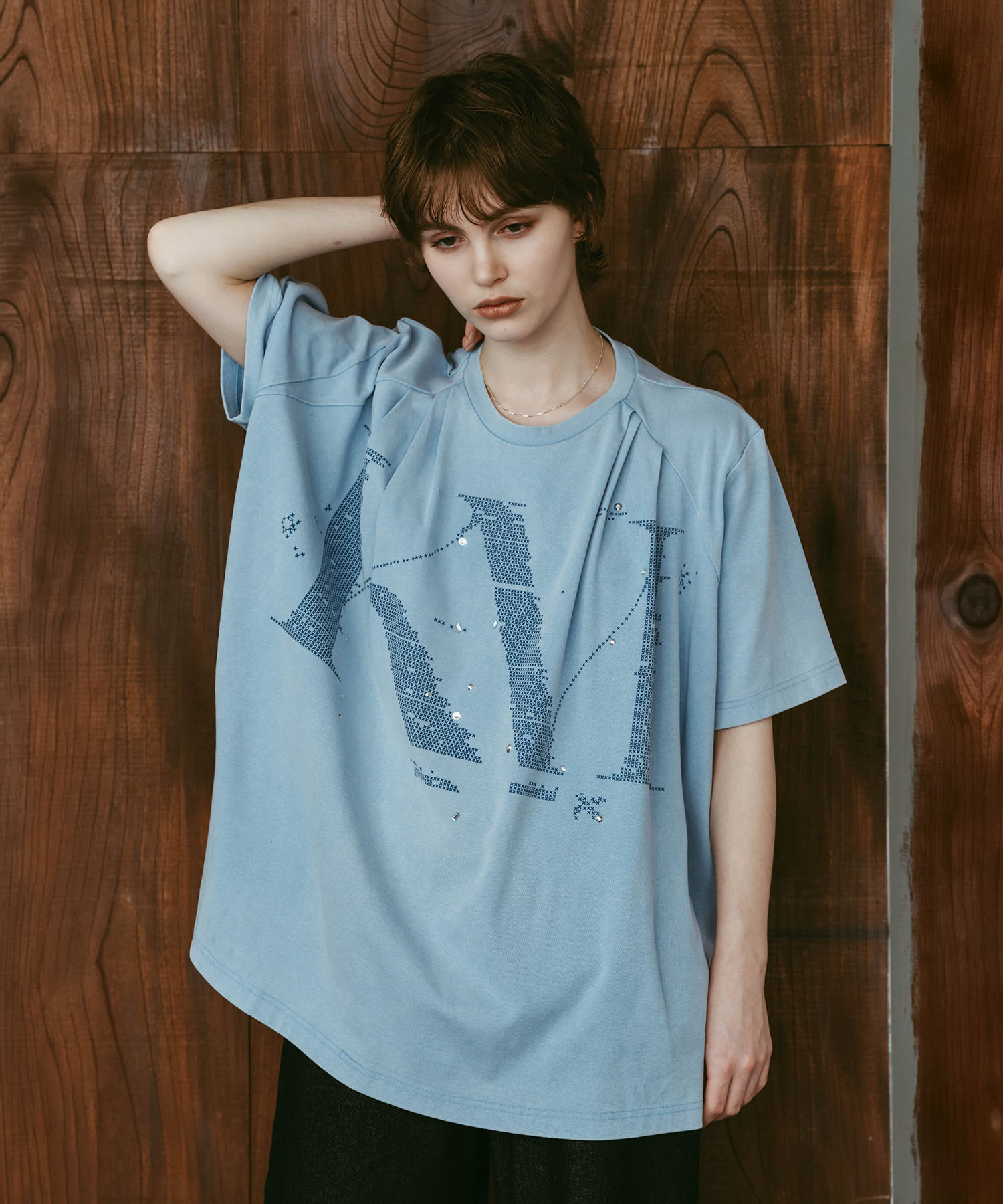 tuck detail oversized tee(unisex) Knuth Marf