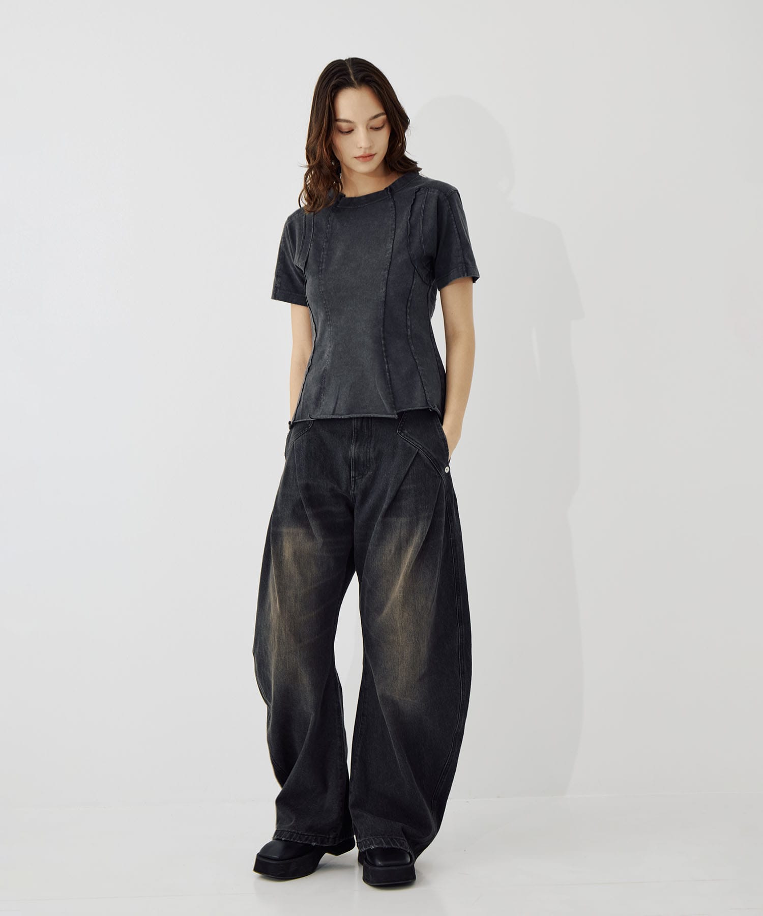 cut out slim T-shirt CONZ