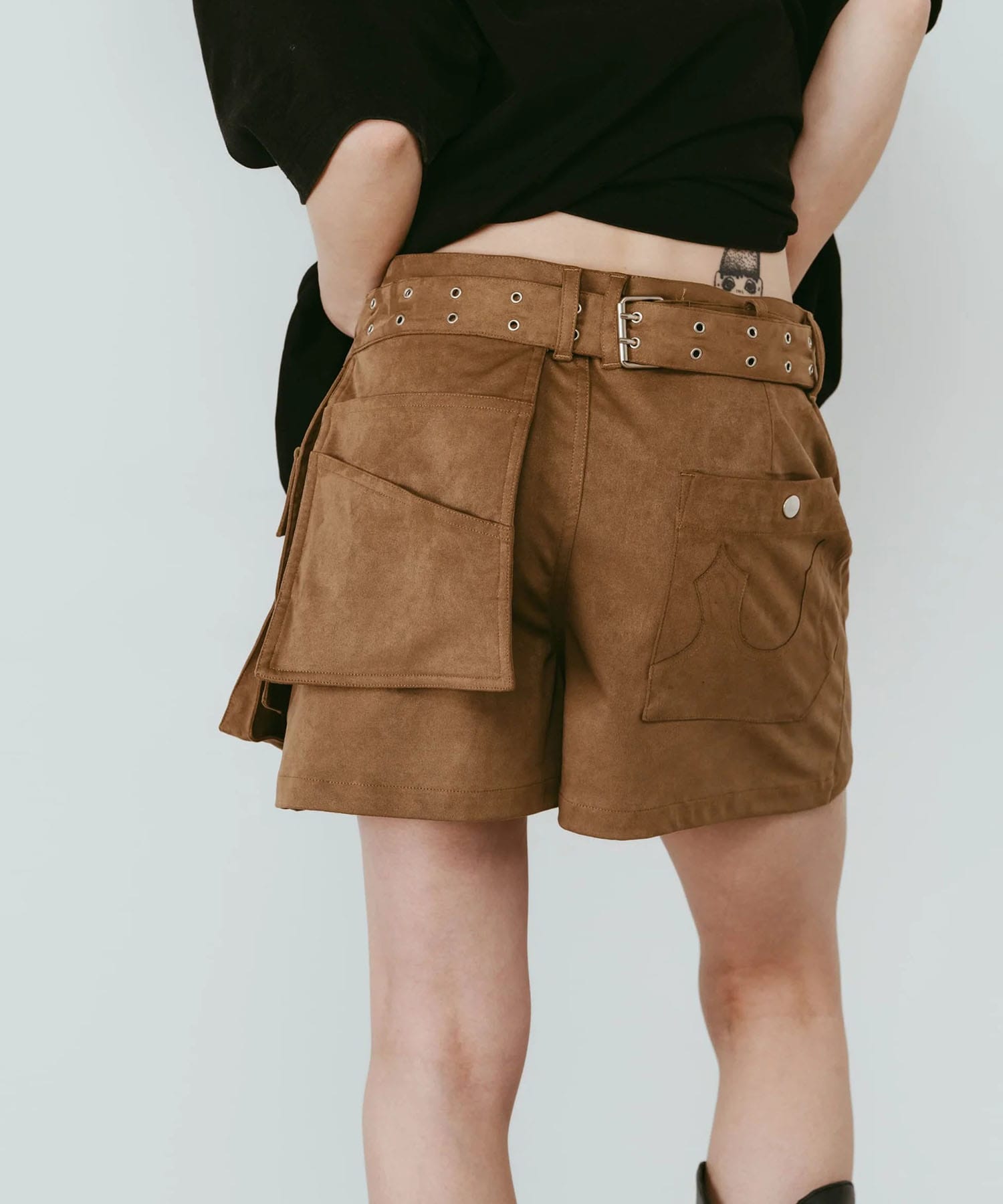 layered suede skort 