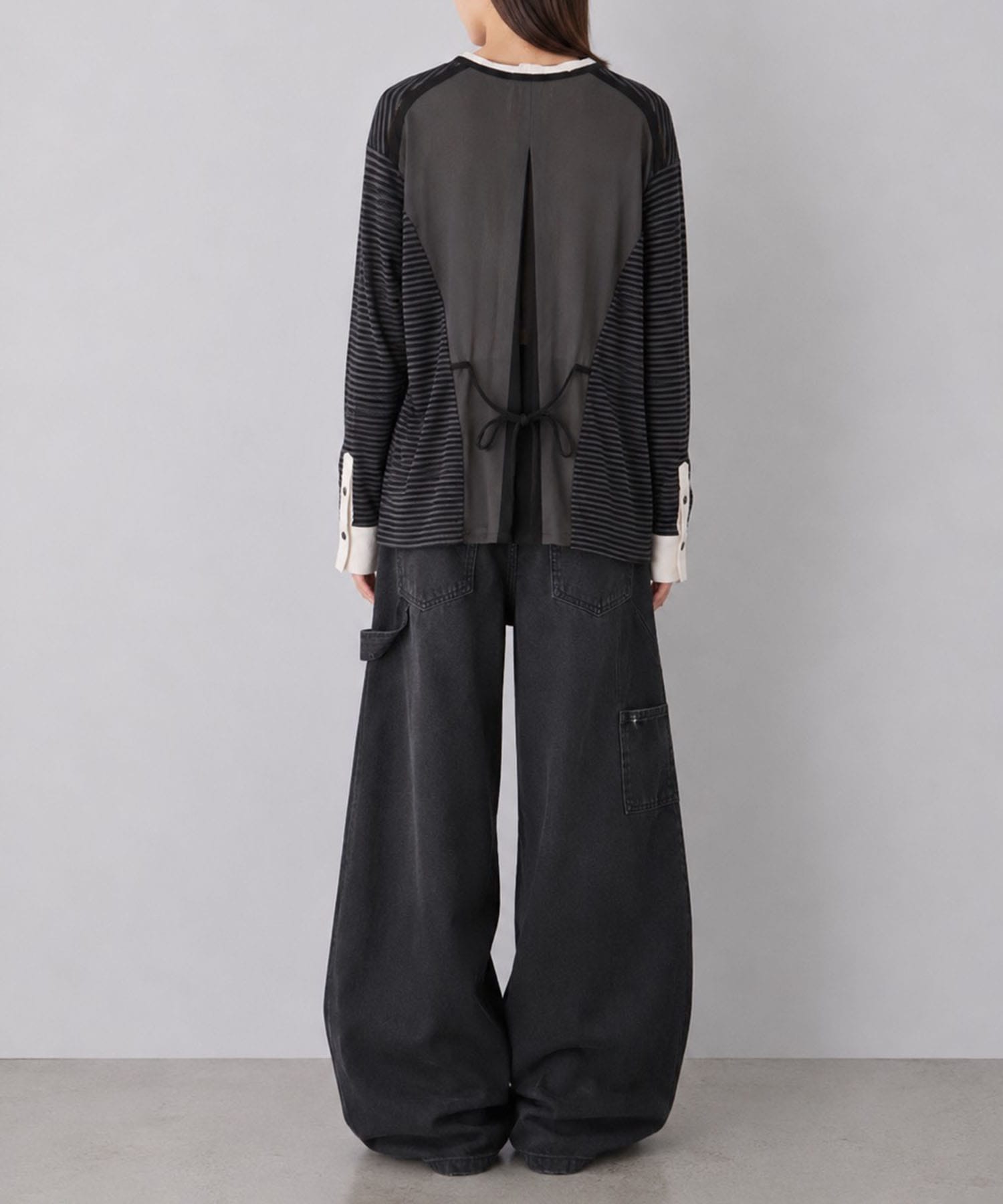 OPPOSITE WAFFLE STRIPE PULLOVER SHIRT MASU