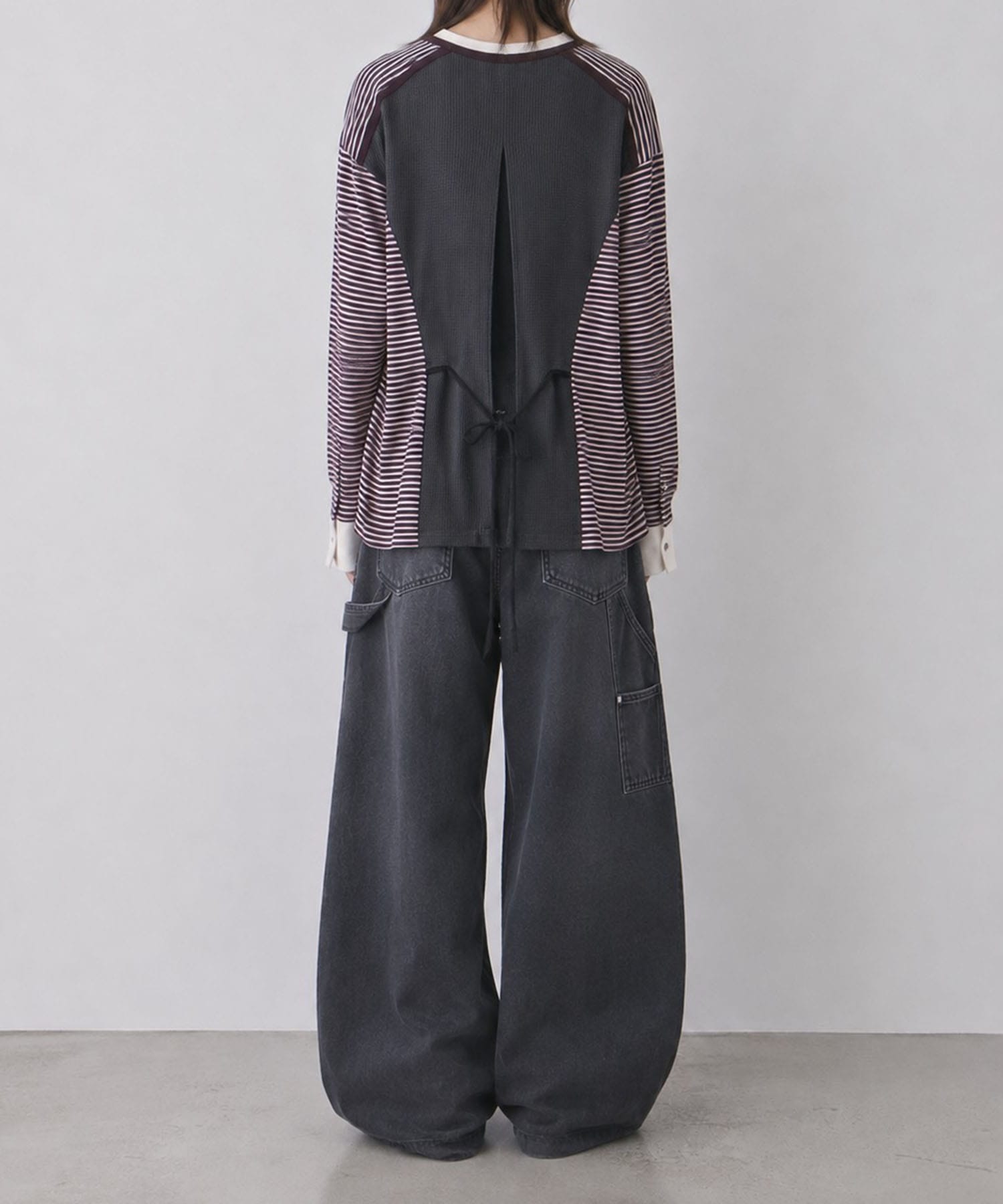 OPPOSITE WAFFLE STRIPE PULLOVER SHIRT MASU