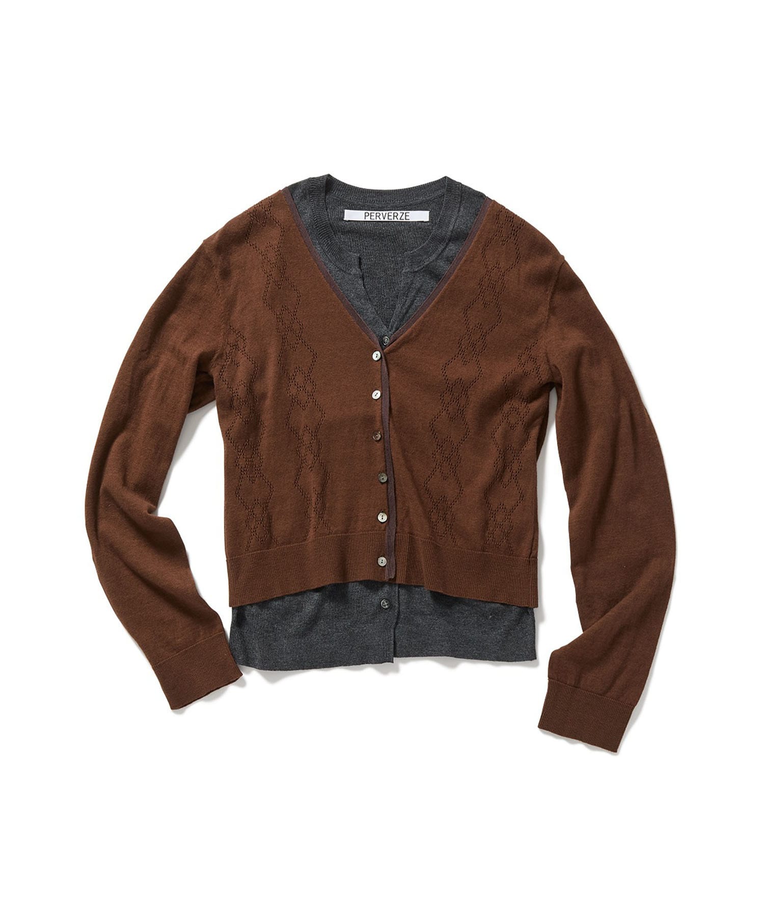 Eyelet Layerd Knit Long Sleeve Top PERVERZE