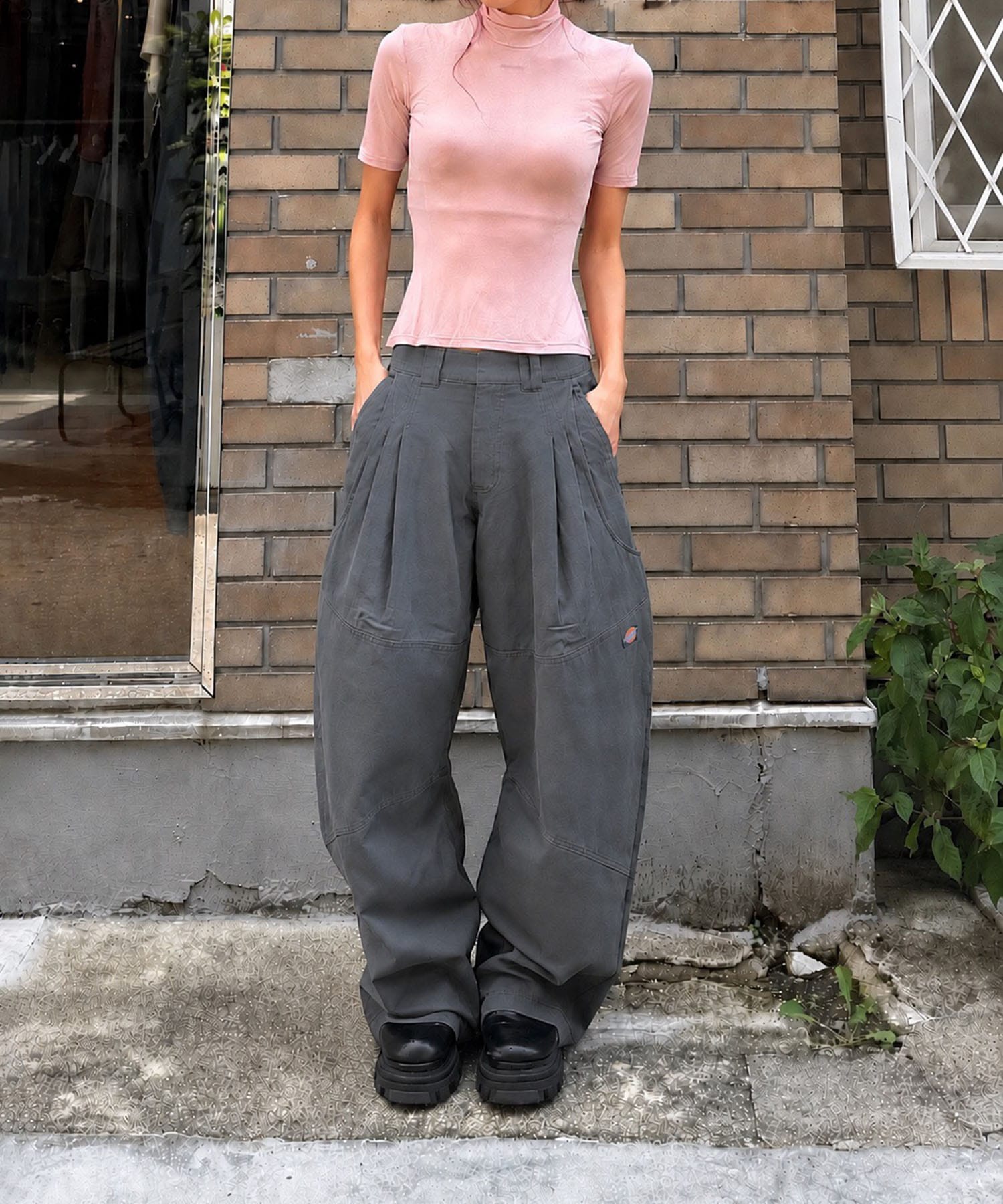Dickies×NVRFRGT DOUBLE KNEE CURVED LEG UTILITY WORK PANTS NVRFRGT