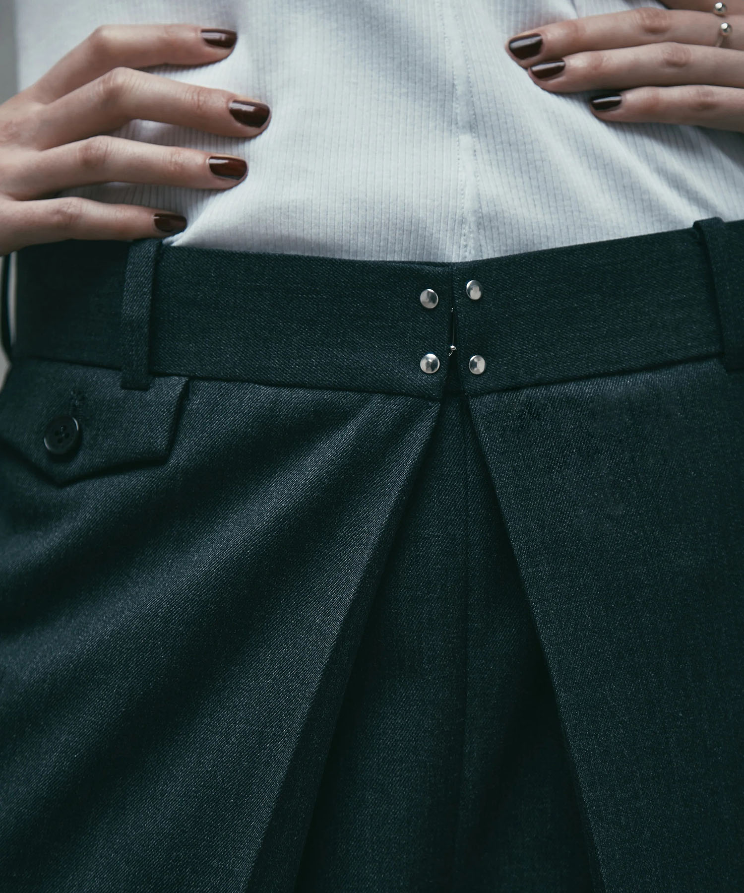 WOOL GABARDINE FOLDED WIDE TROUSERS JOHN LAWRENCE SULLIVANW