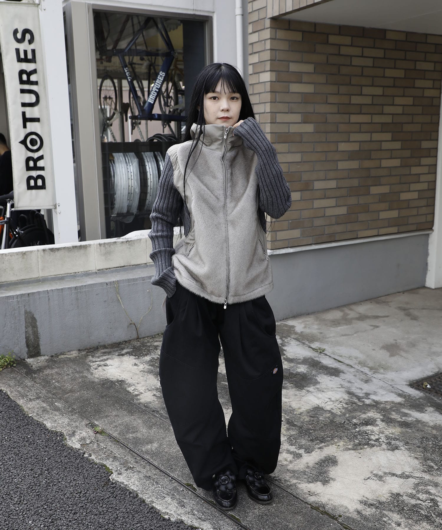 KNITTED SLEEVE PANELLED ZIP UP HOODED JACKET NVRFRGT