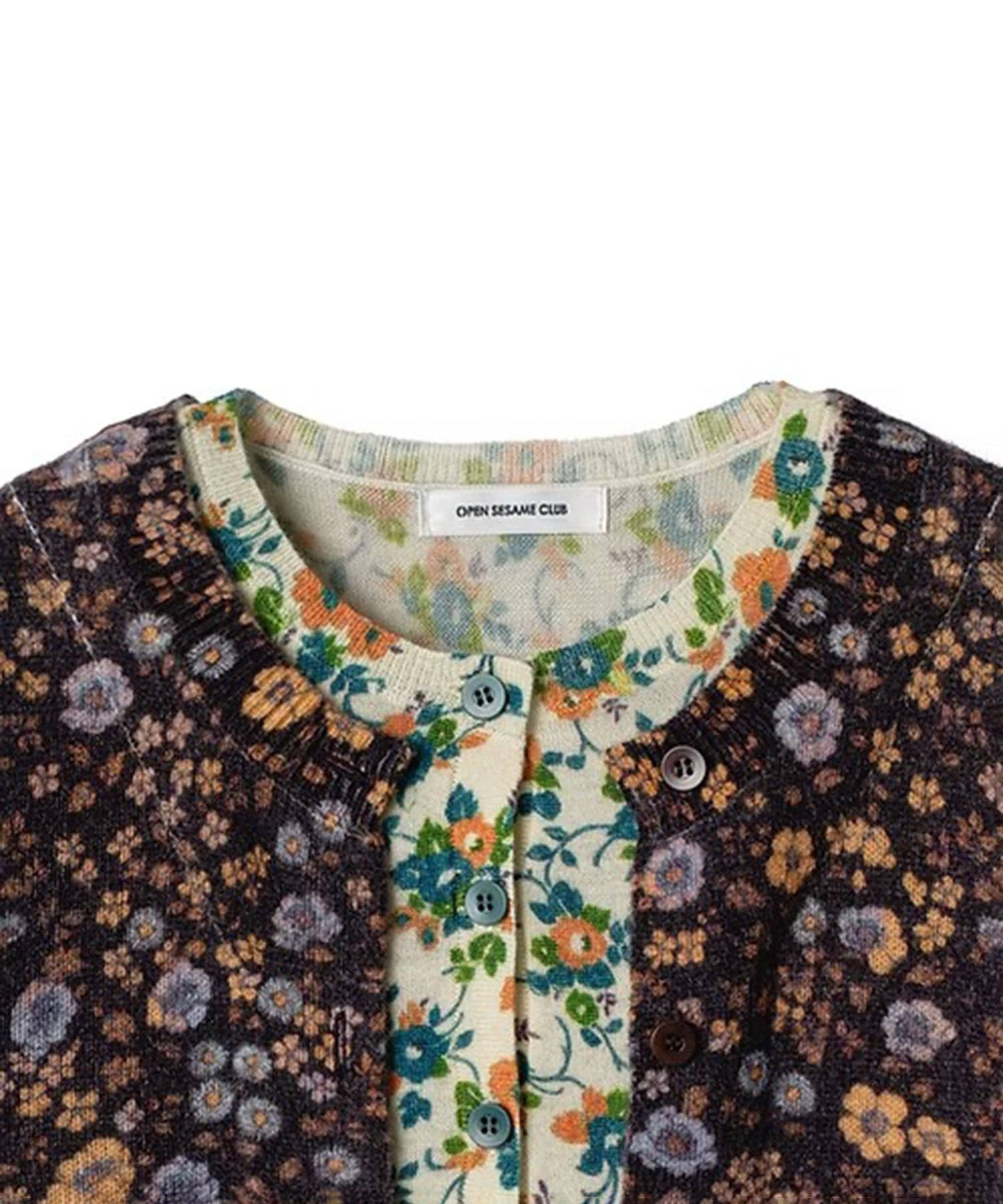 Layered  Pattern Cardigan OPEN SESAME CLUB