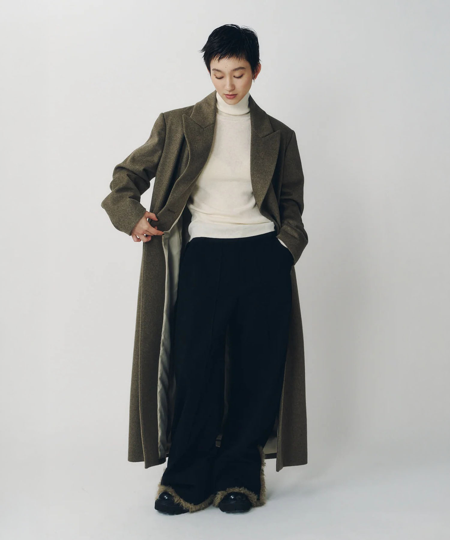 single-breasted long coat/navy Knuth Marf