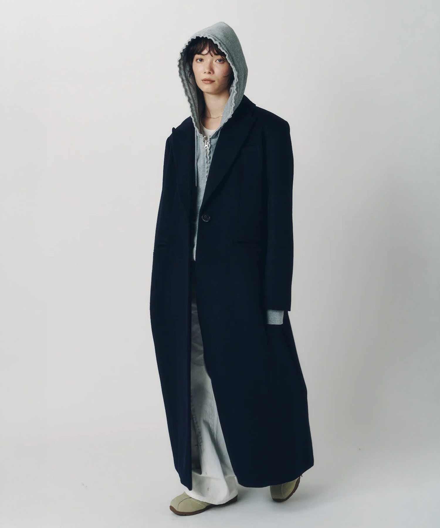 single-breasted long coat/navy Knuth Marf