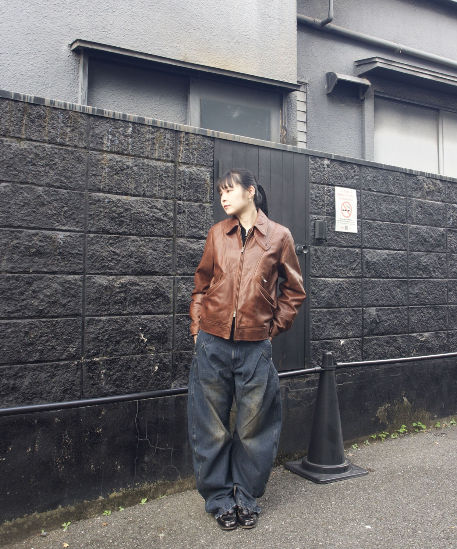 UNEVEN SHEEP LEATHER ZIP BLOUSON ANTHEM A