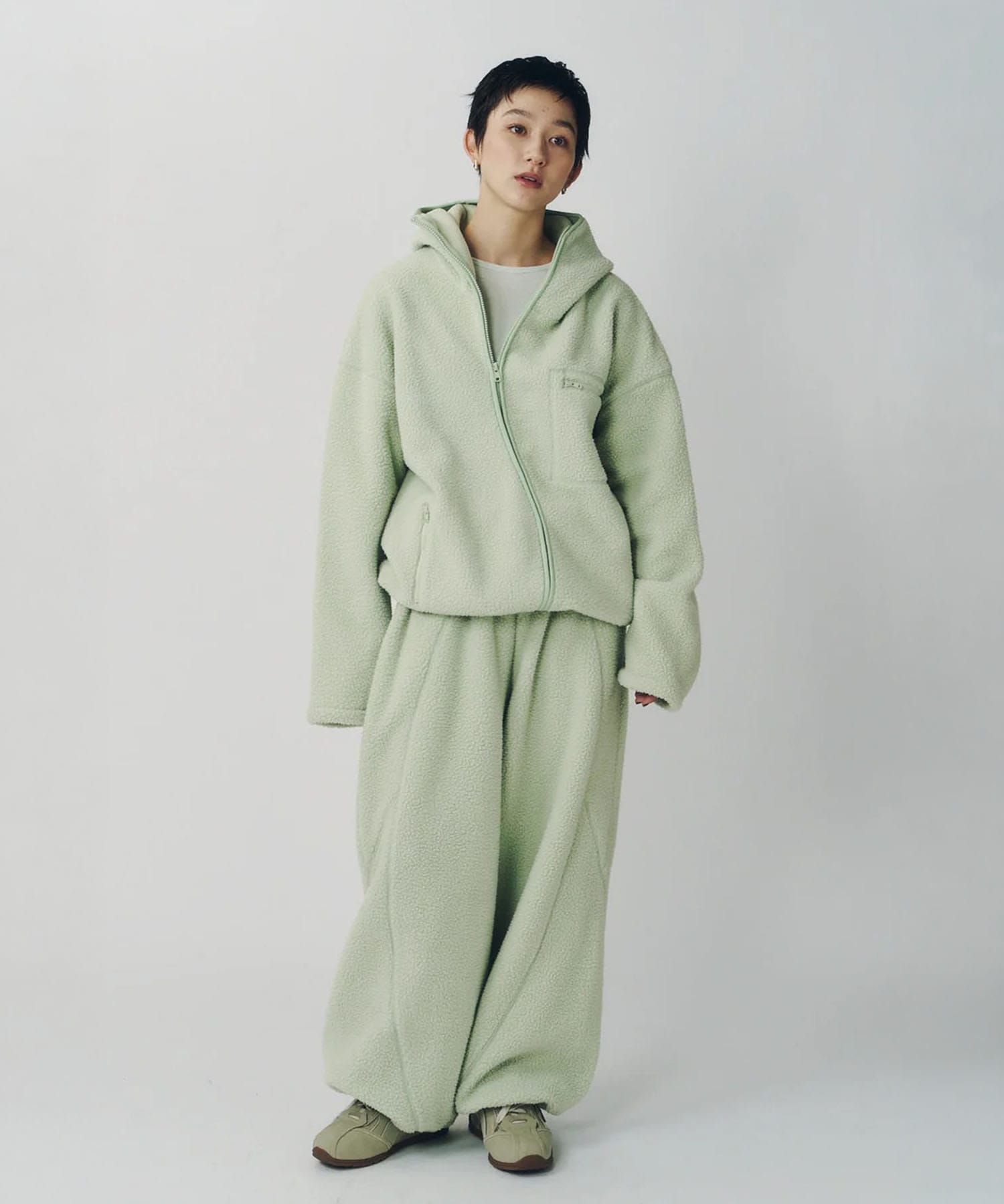 curved zip boa hoodie(unisex) Knuth Marf