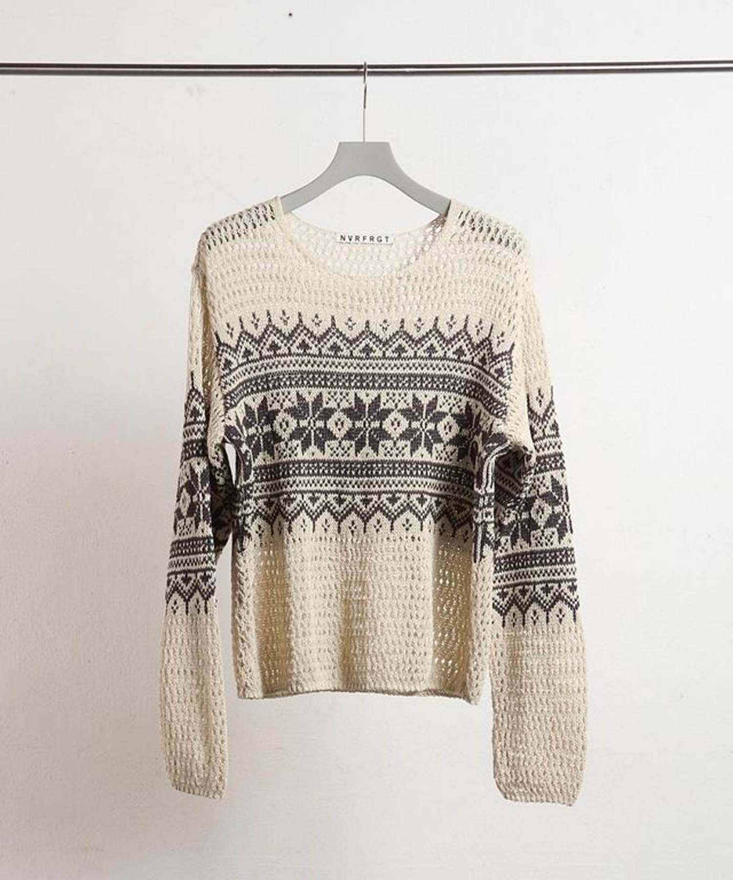 NORDIC JACQUARD OPEN KNIT SWEATER NVRFRGT