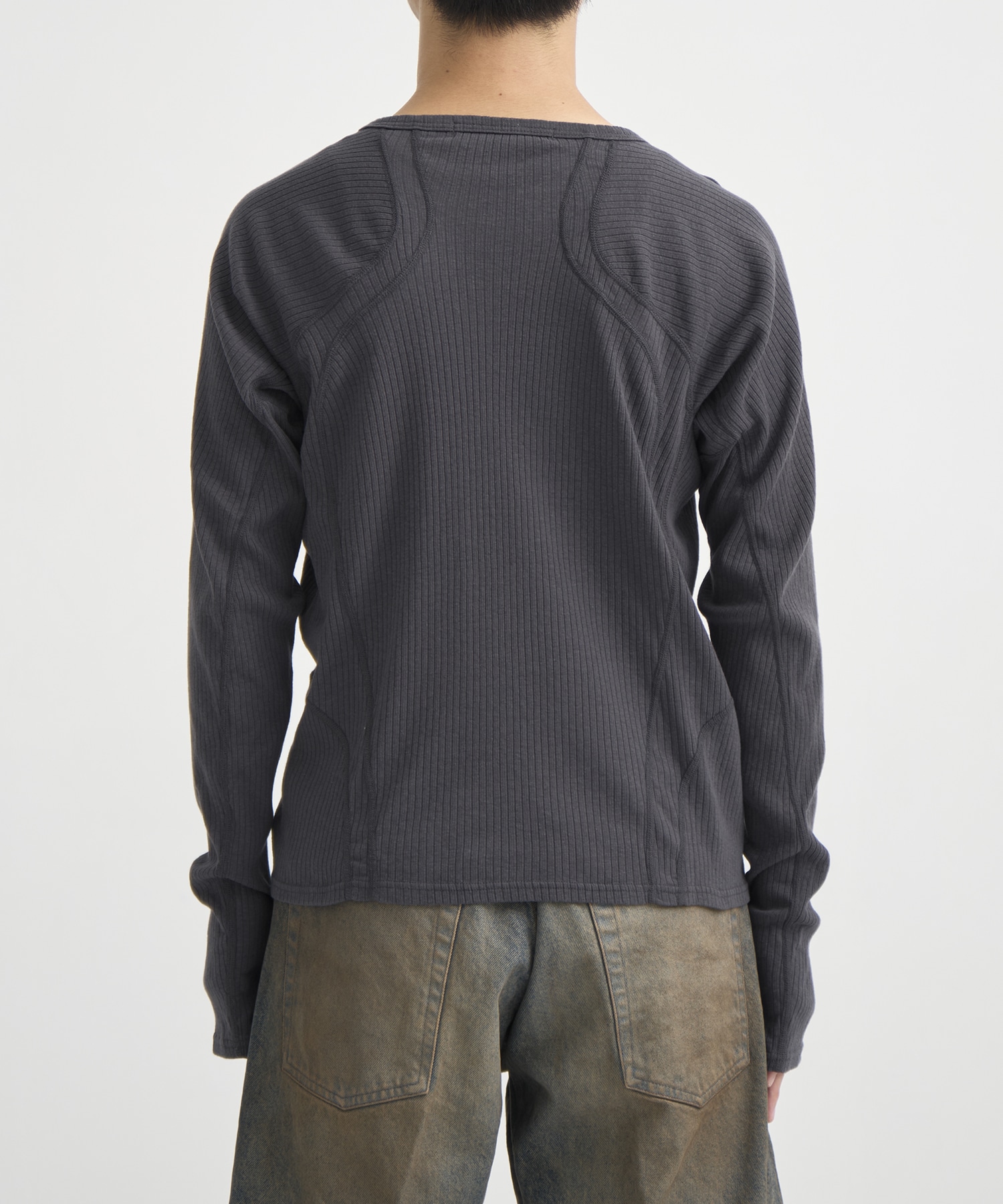 別注 HENLEY PANELED SWEATER NVRFRGT