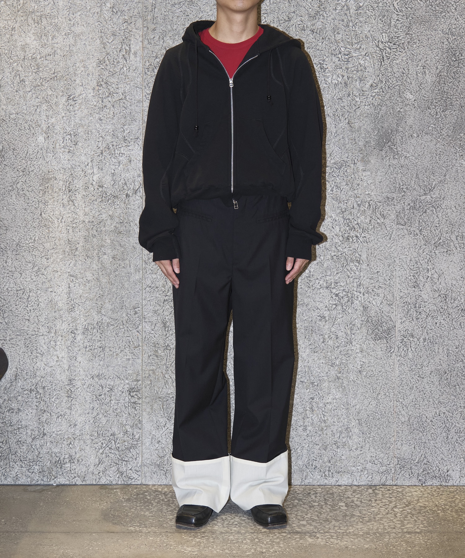 PANELLED ZIP UP HOODIE NVRFRGT