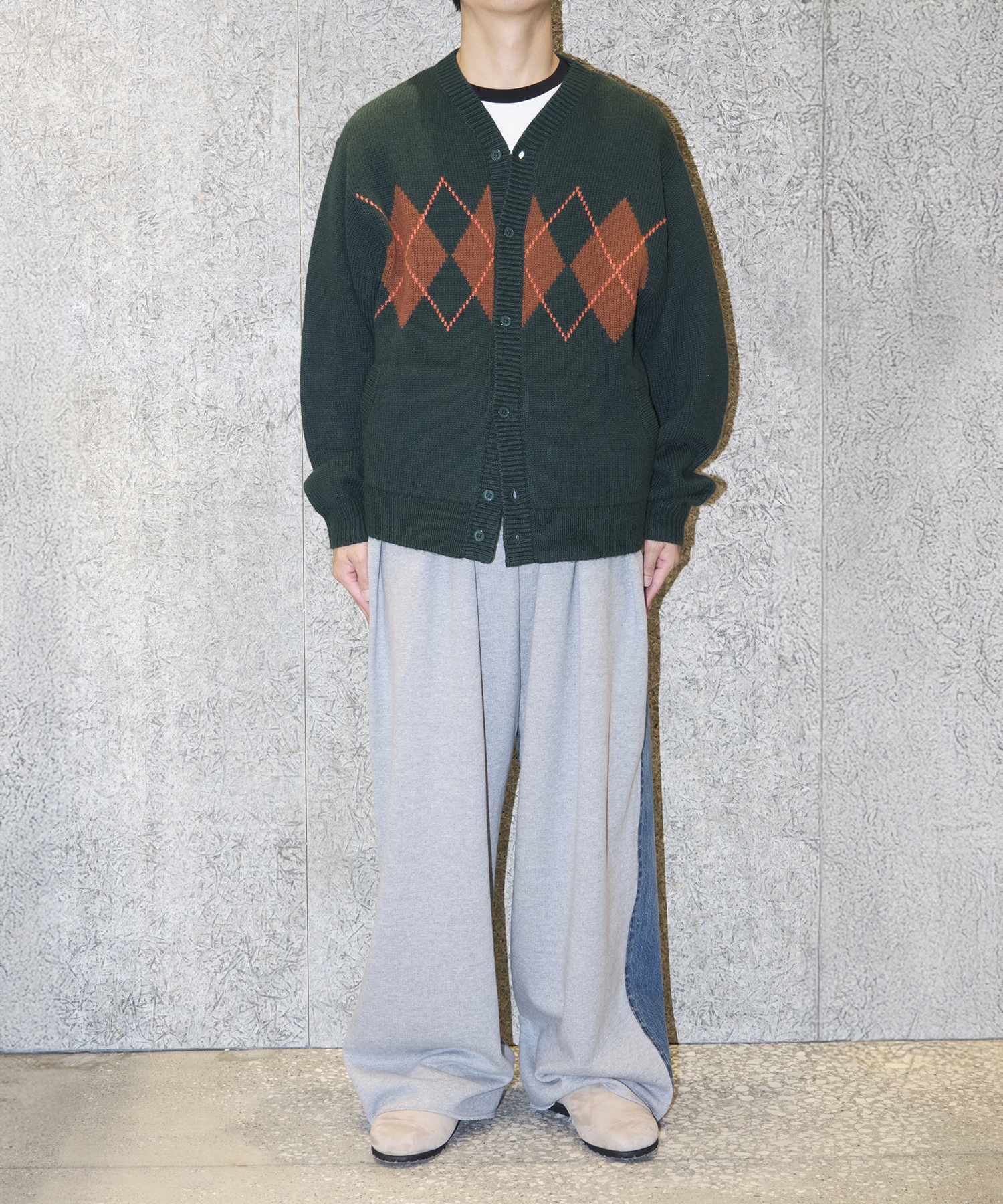 ARGYLE CARDIGAN RICE NINE TEN