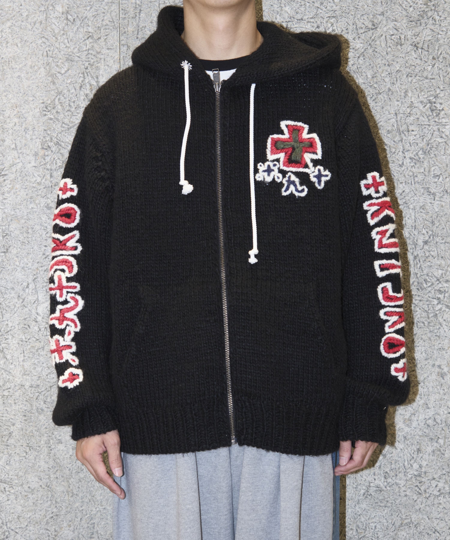 HAND KINITTED SK8 ZIP HOODIE RICE NINE TEN