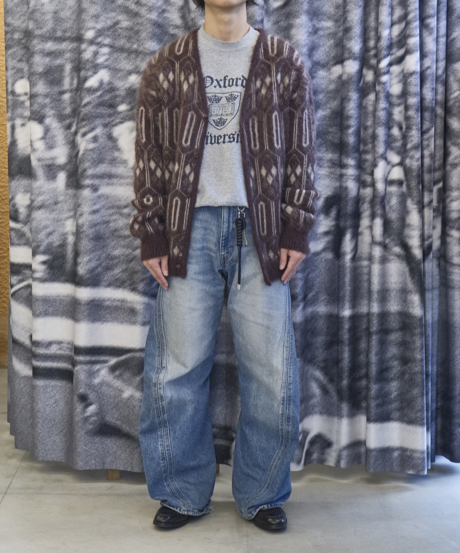 Mohair Cardigan Geometric Needles