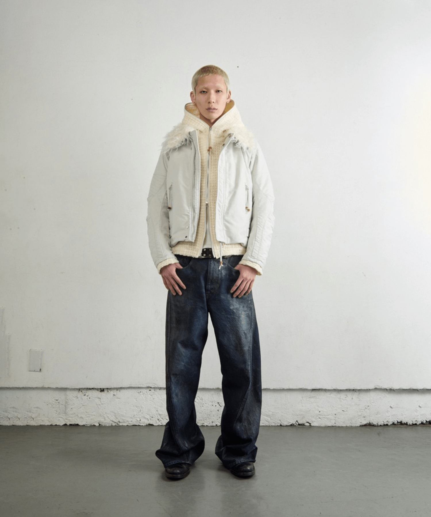 PADDED SHEARING COLLAR BIKER JACKET NVRFRGT