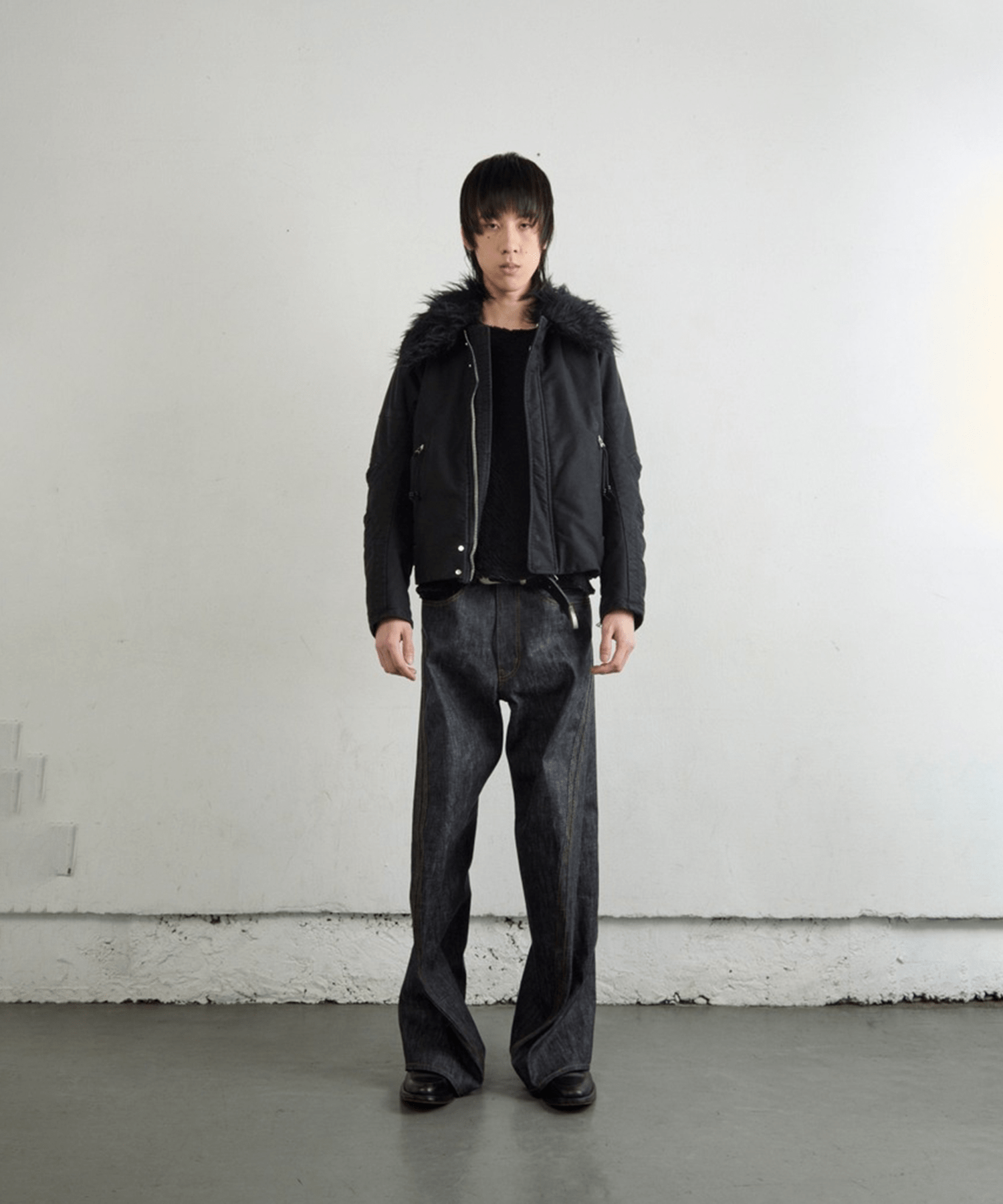 PADDED SHEARING COLLAR BIKER JACKET NVRFRGT