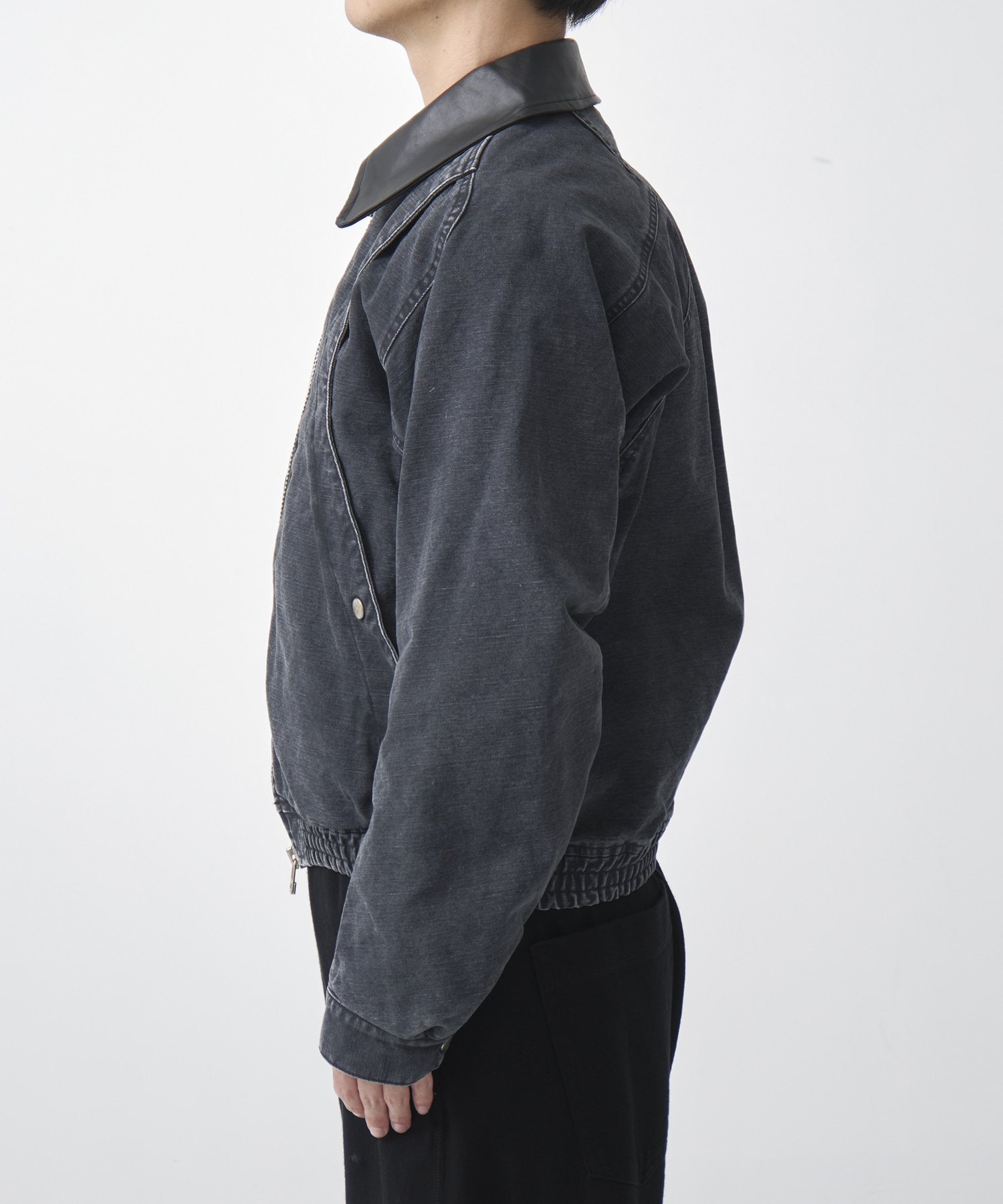 別注 Leather collar utility jacket NVRFRGT