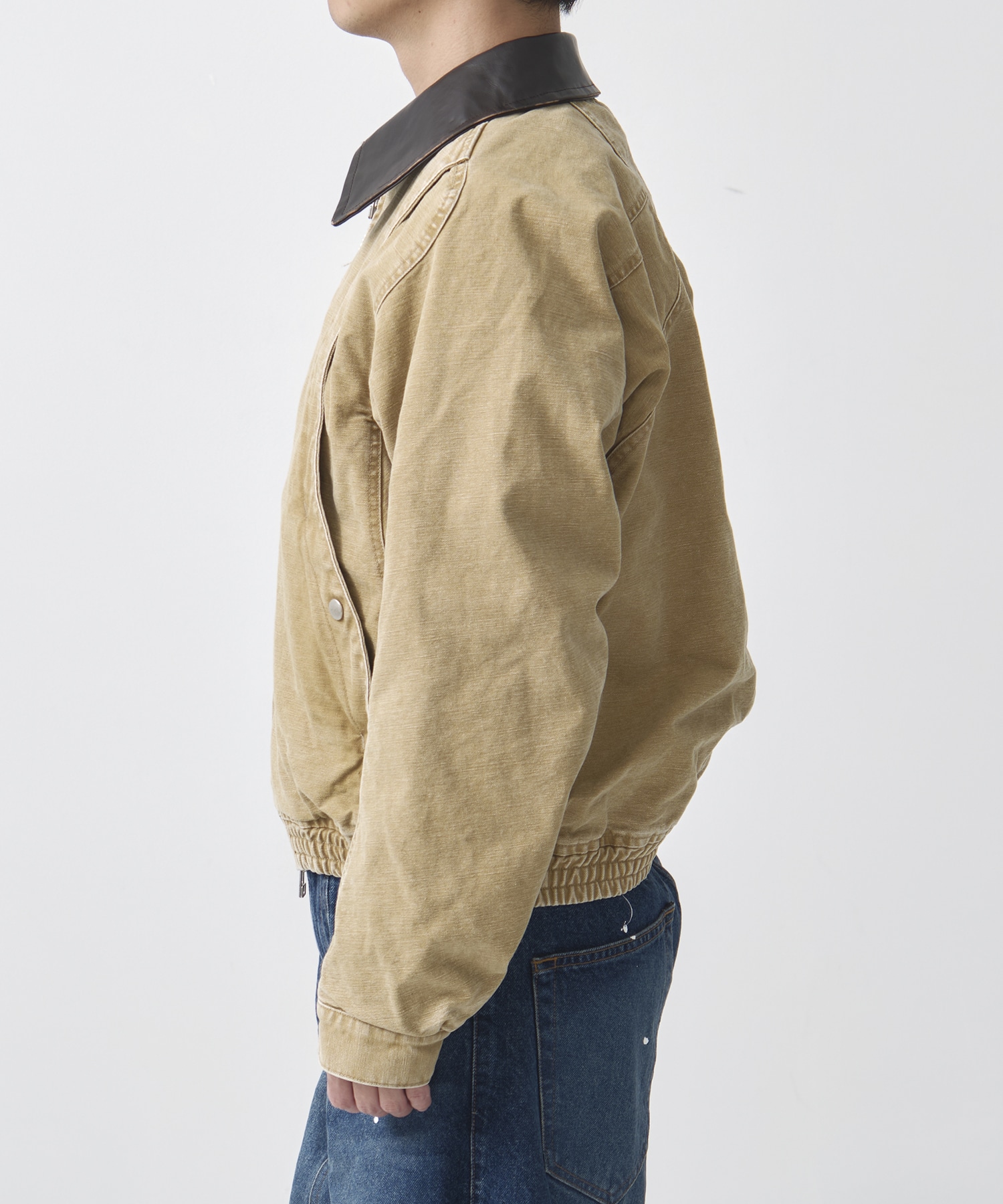 別注 Leather collar utility jacket NVRFRGT