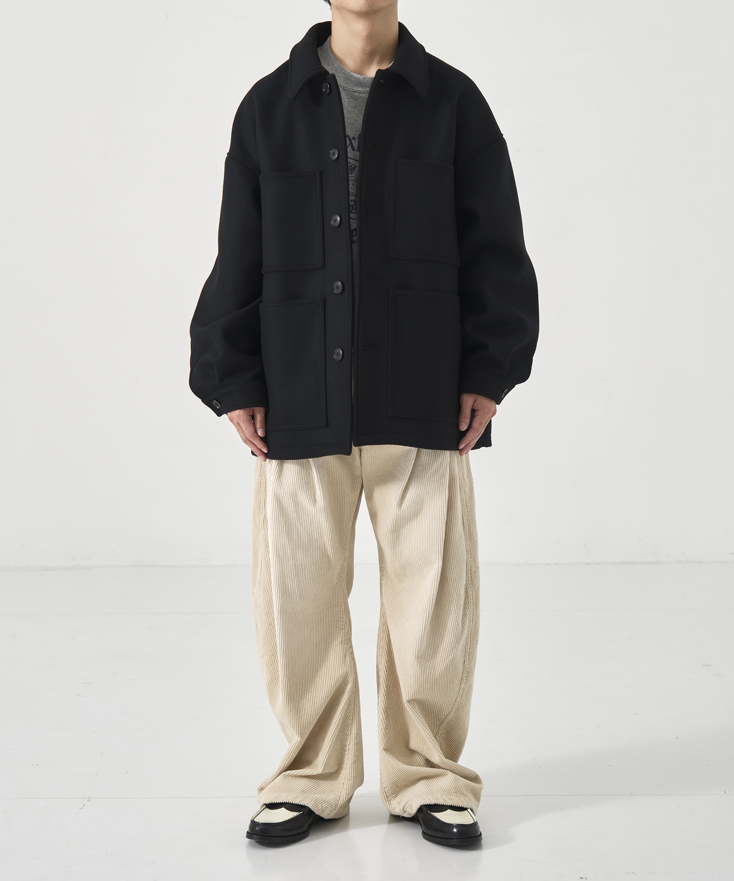 Wool Melton Coverall(S BLACK): COOTIE PRODUCTIONS: MENS｜CONZ
