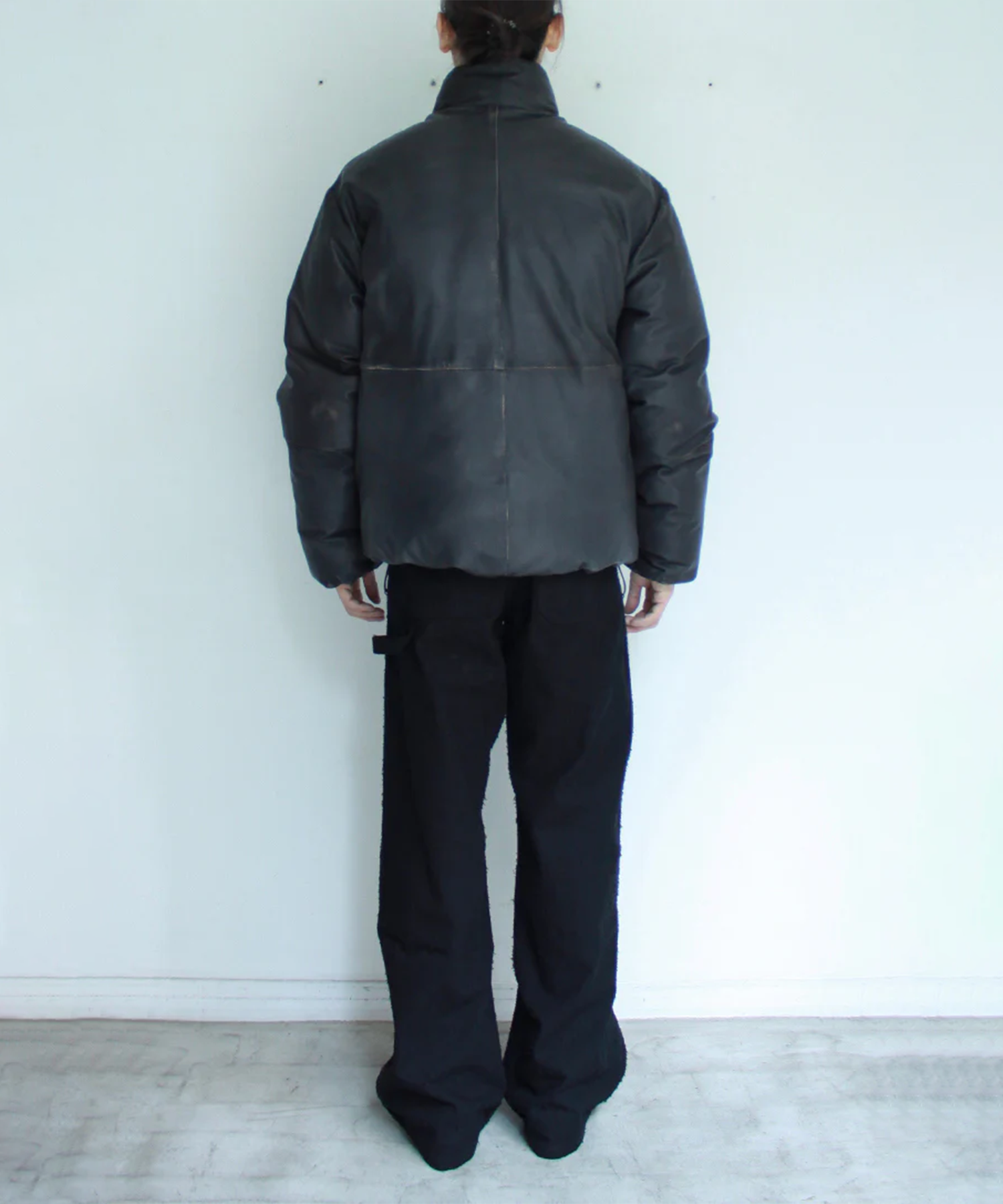 Damaged Leather Down Jacket soe