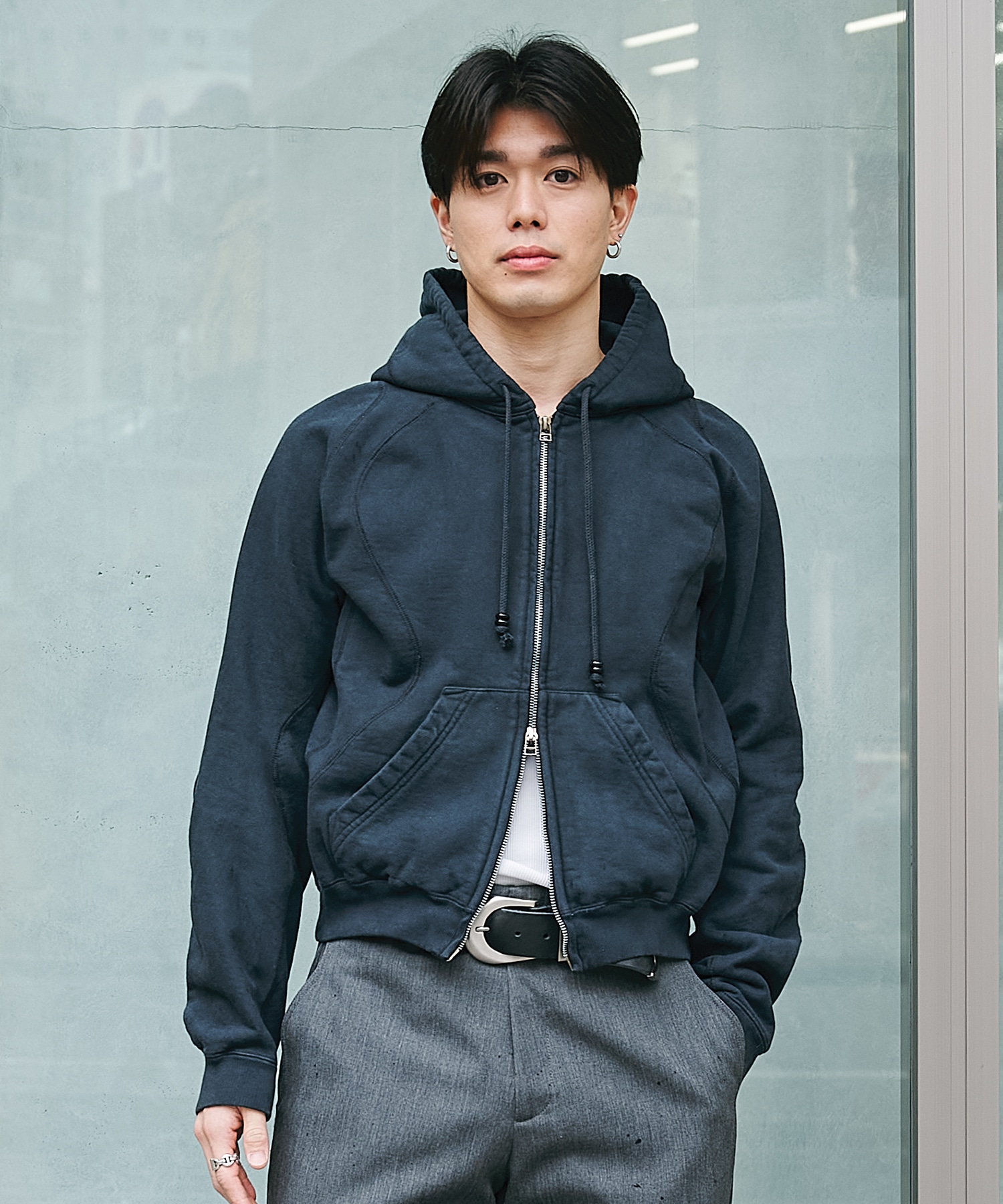 PANELED ZIP UP HOODIE NVRFRGT