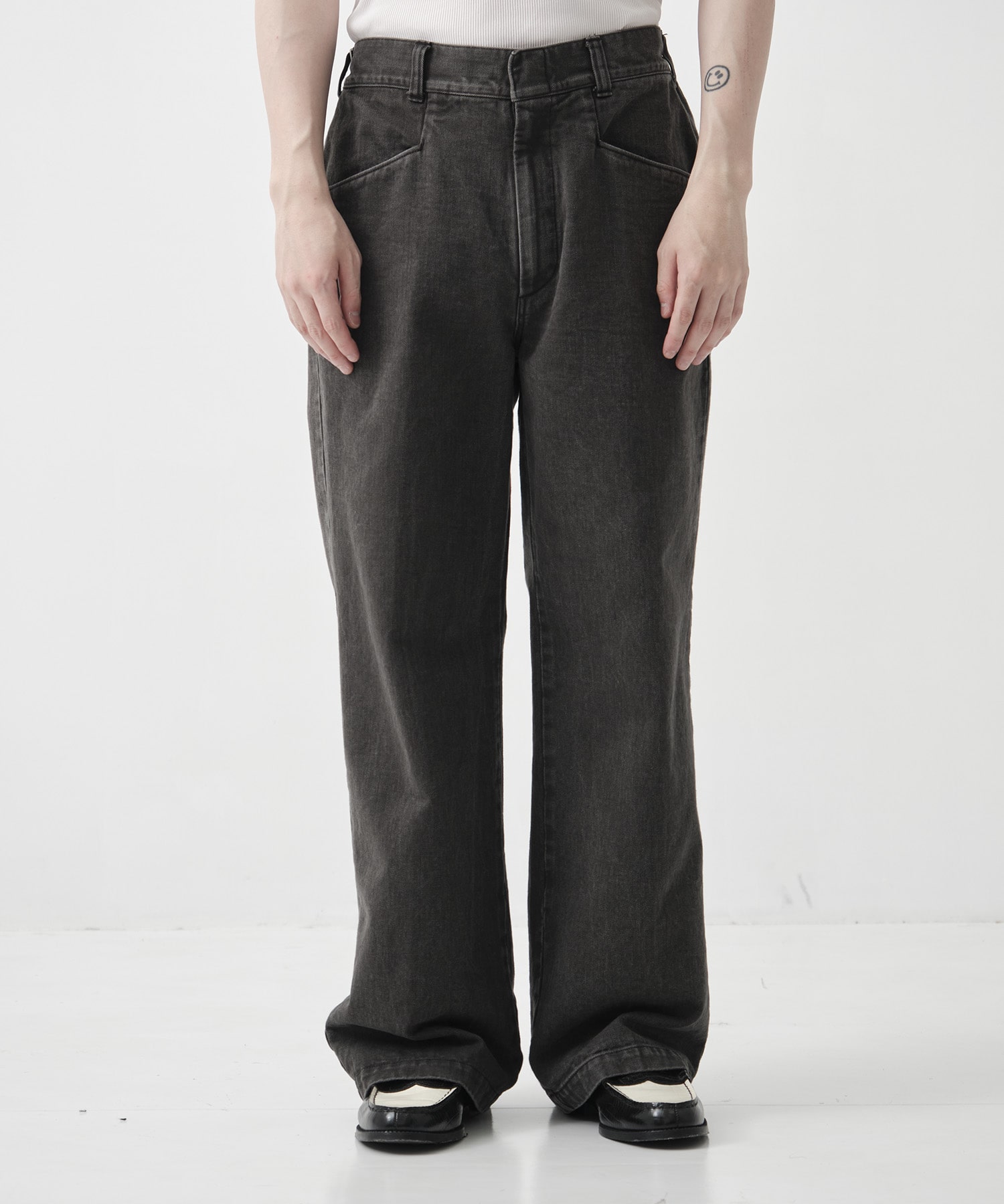 Color Denim Square Leg Easy Trousers 
