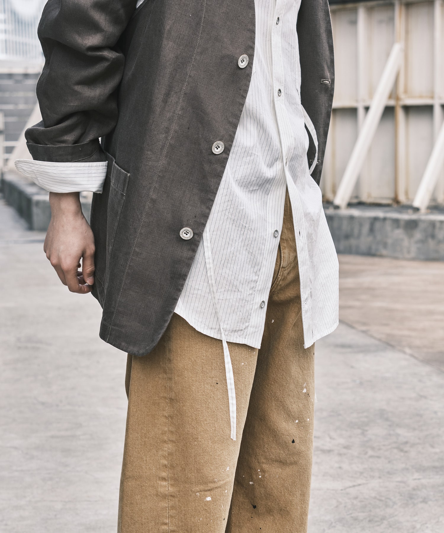 L/S Shirt/Silk Cotton Stripe Nomat