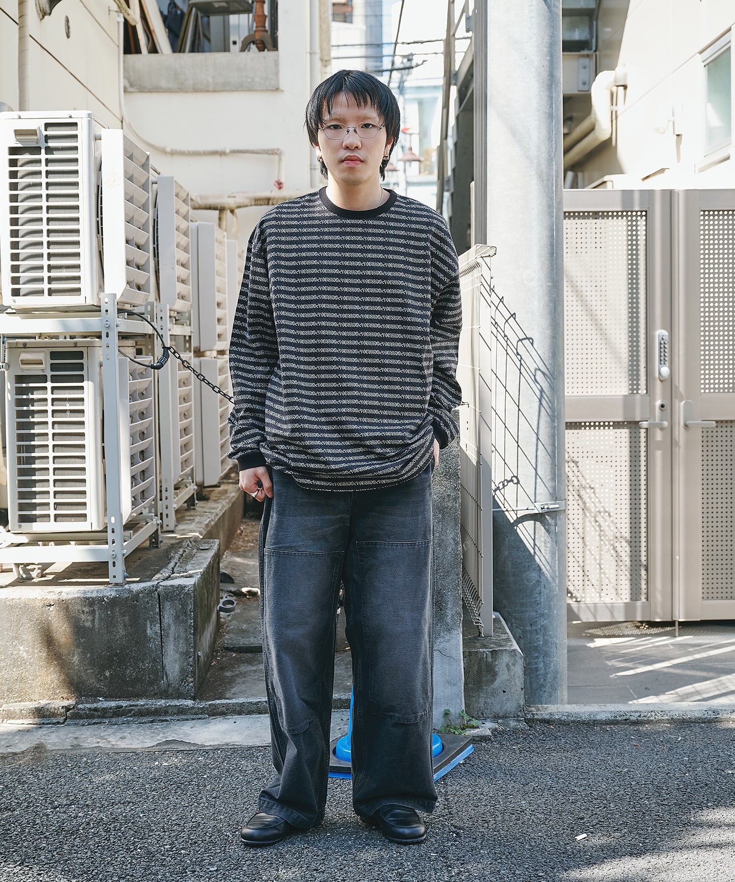 Supima Jacquard Border L/S Tee COOTIE PRODUCTIONS