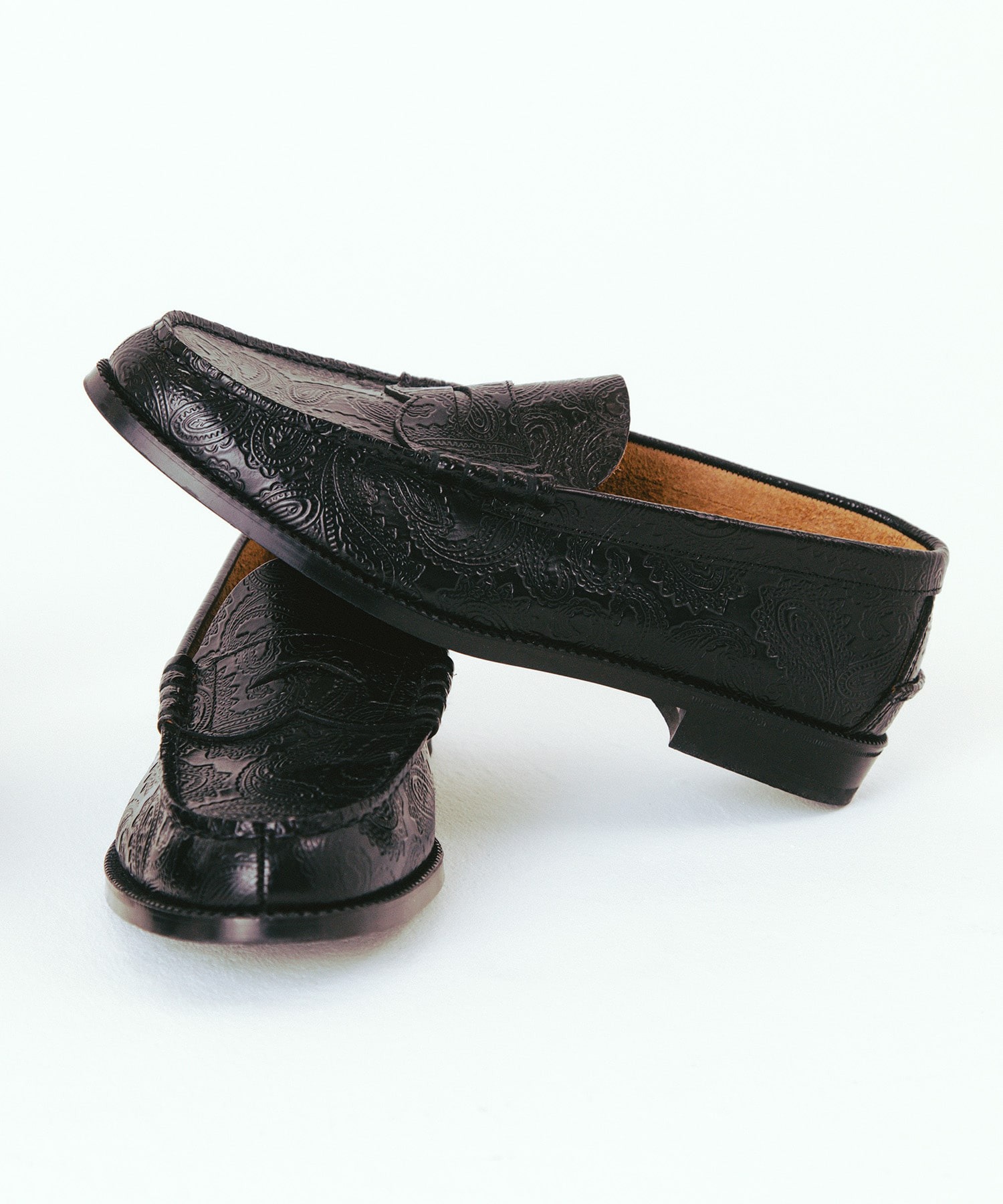 EMBOSSED LOAFERS BLACK PAISLEY The Kenford FINESHOES