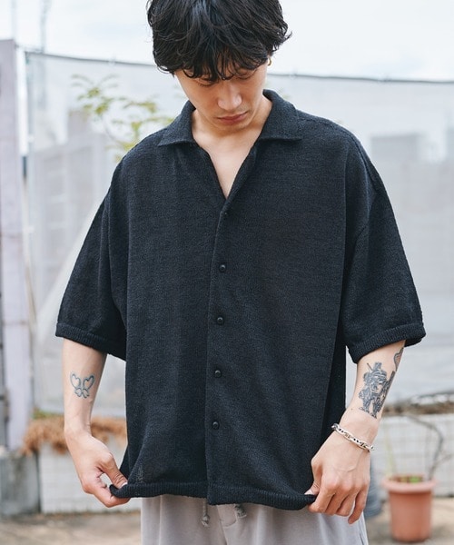 WASHI OPEN COLLAR SHIRTS KNIT alvana