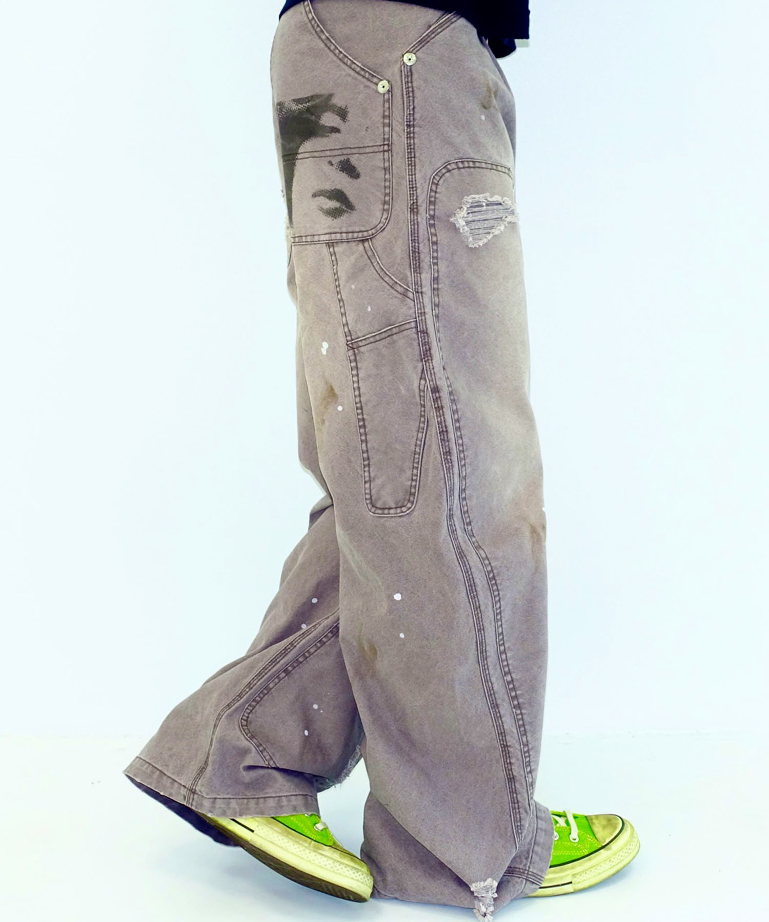 KOWGA×duck double knee curved pants CONZ