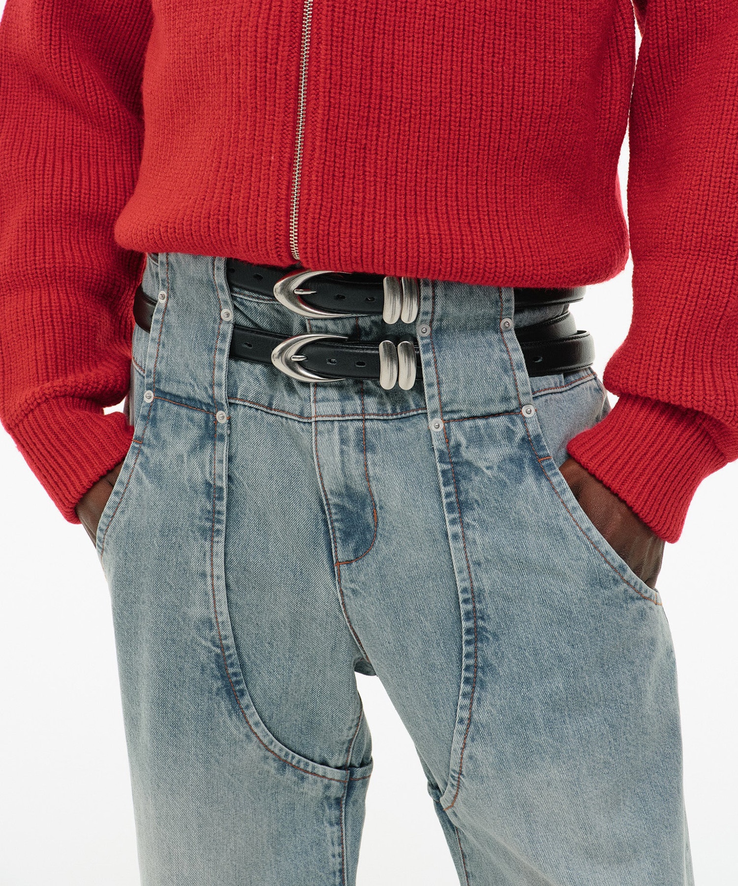LAYERED WAIST FLARE DENIM GOAT ESSENCE