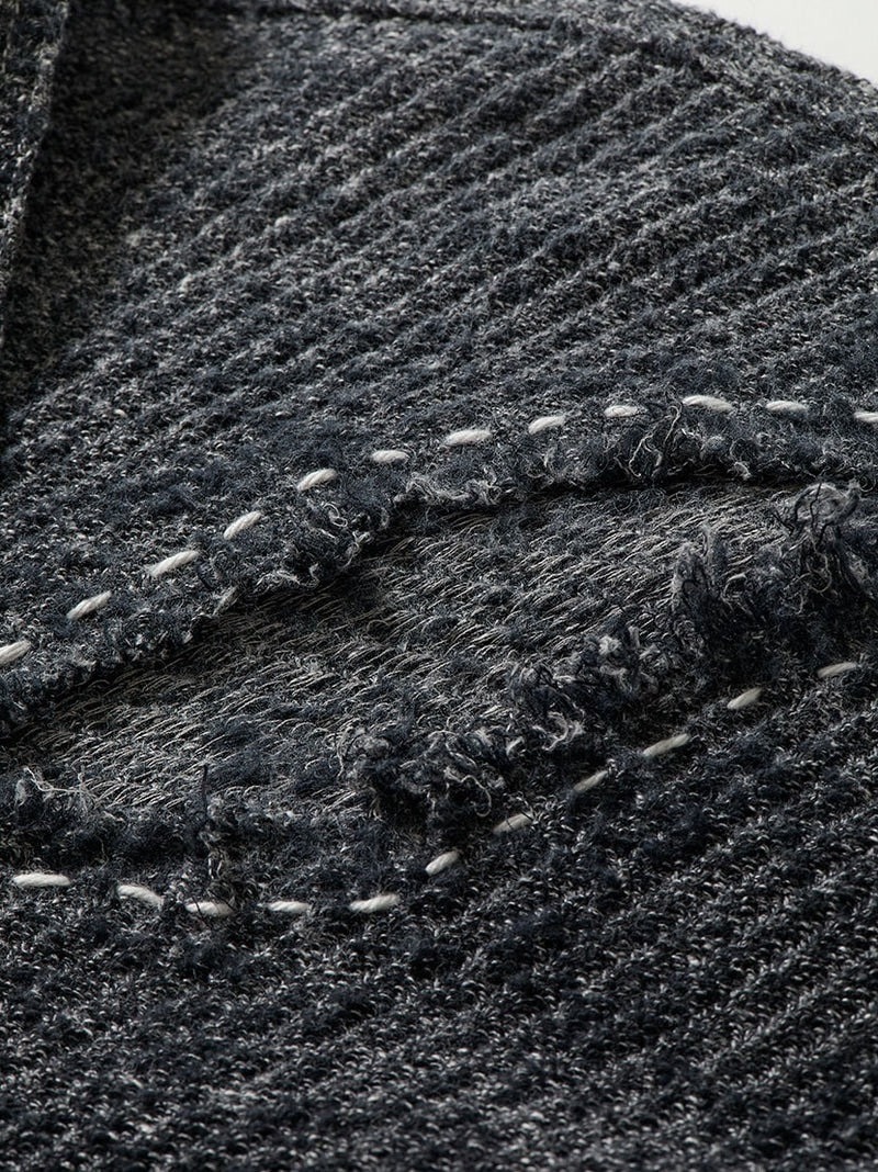 Hard Damaged Double Knee Black Denim Knit Pants gim context