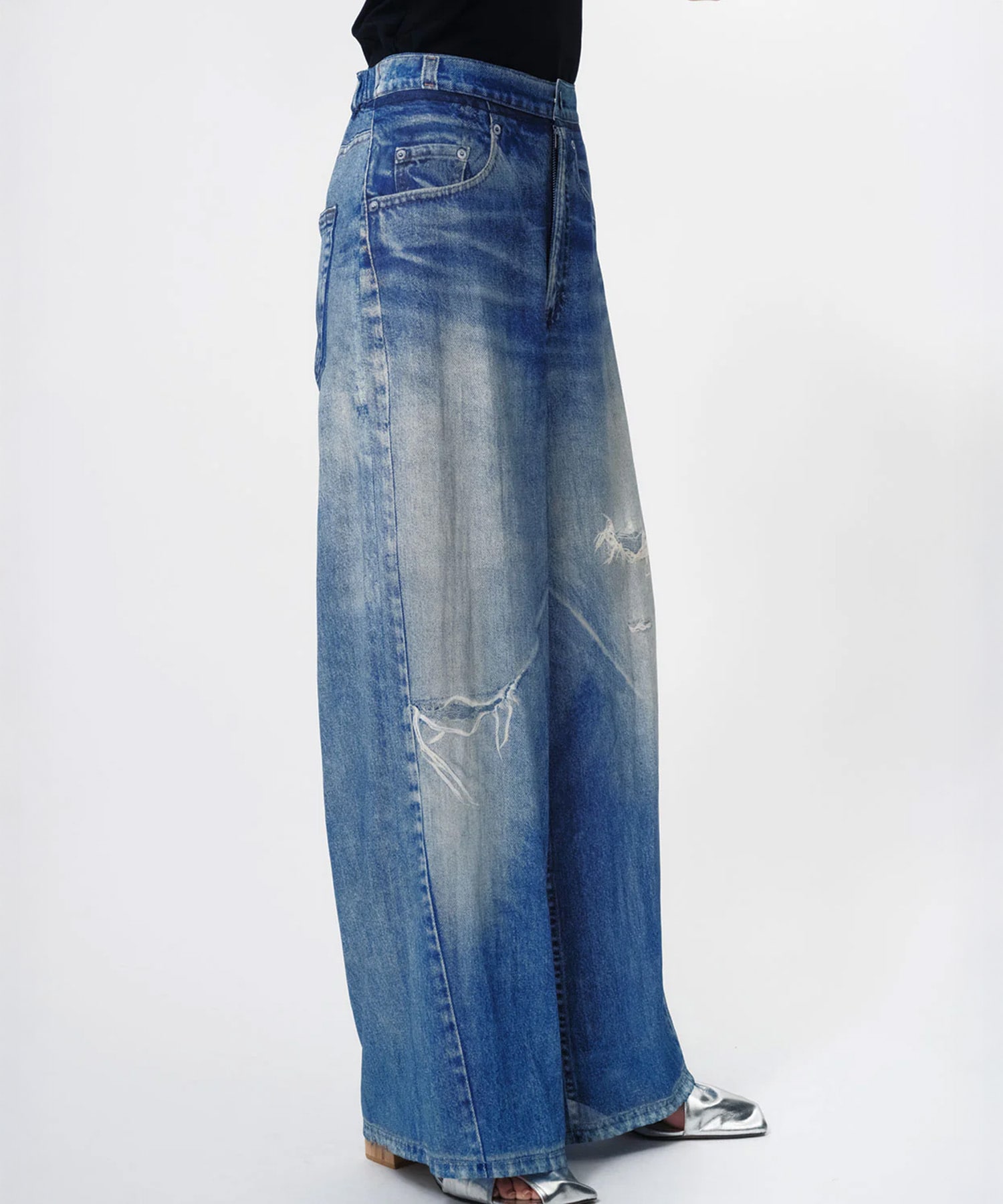 DENIM PRINT SHEER PANTS THINGS THAT MATTER