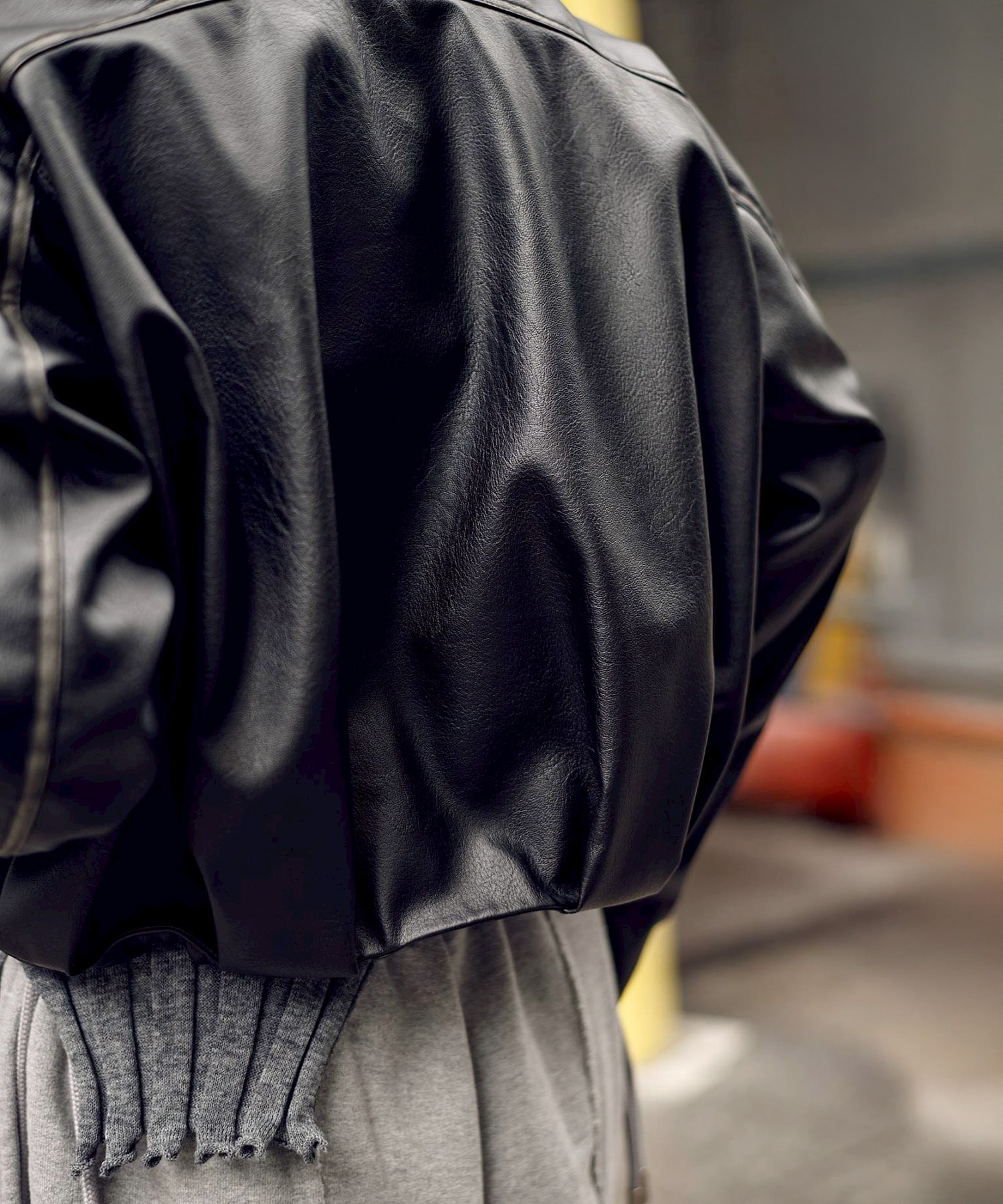 BALLOON LEATHER ZIP UP JACKET CONZ