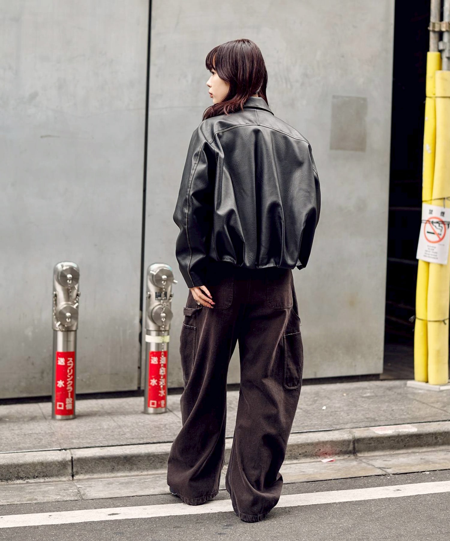 BALLOON LEATHER ZIP UP JACKET CONZ