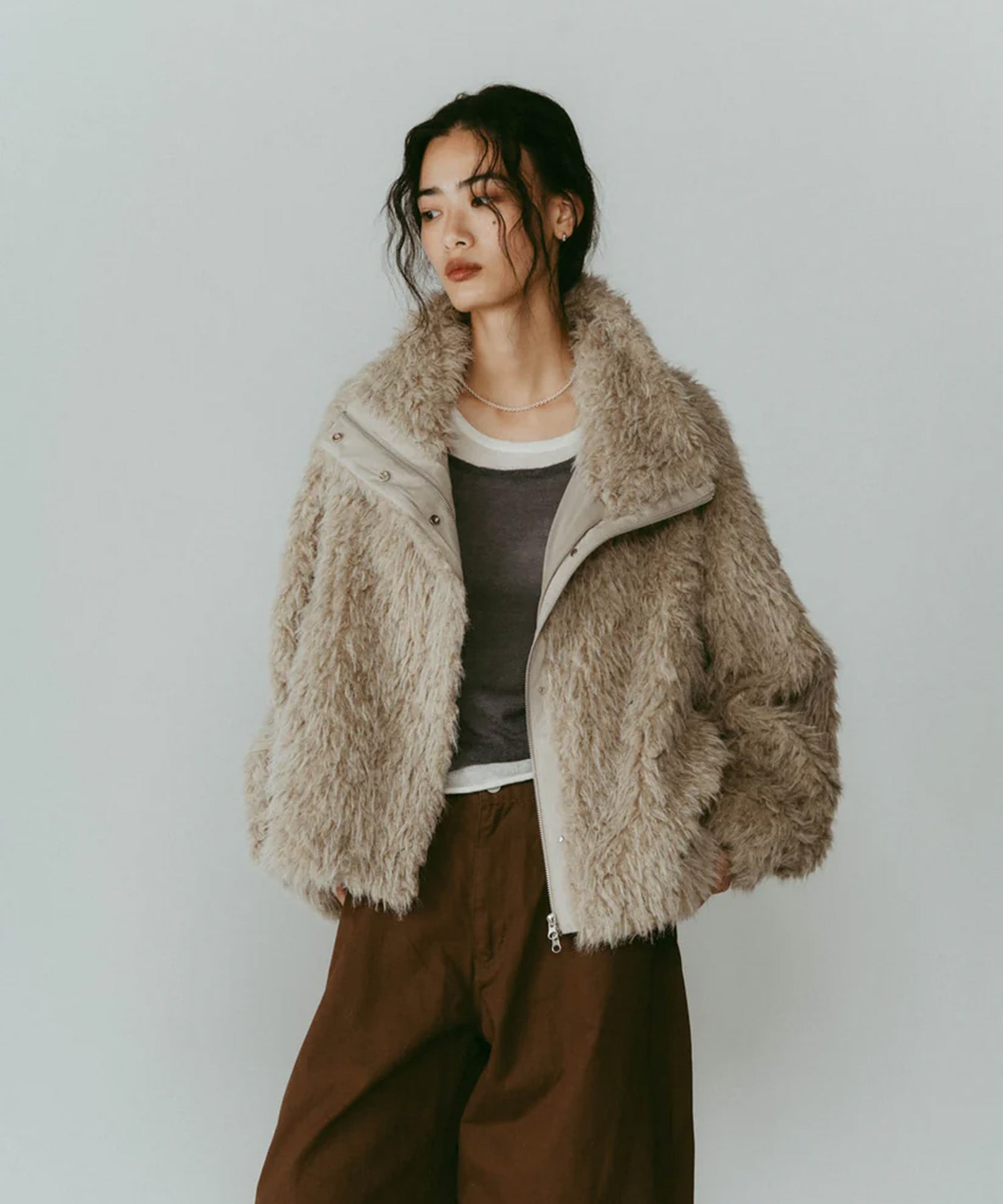 shaggy stand collar coat Knuth Marf