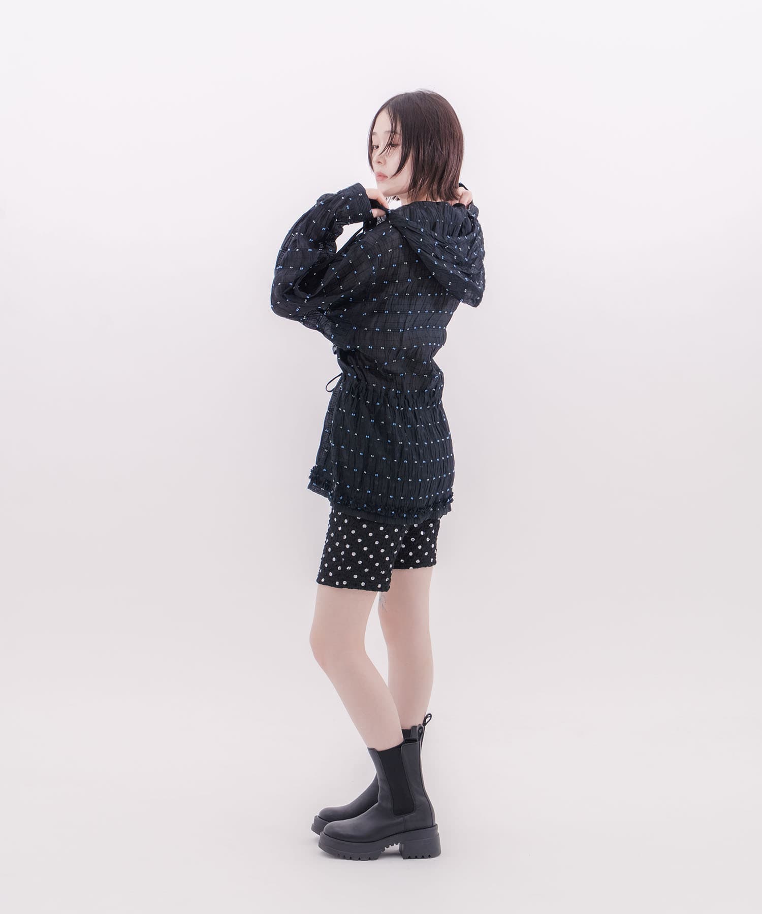 Original jacquard anorak hoodie naokitomizuka