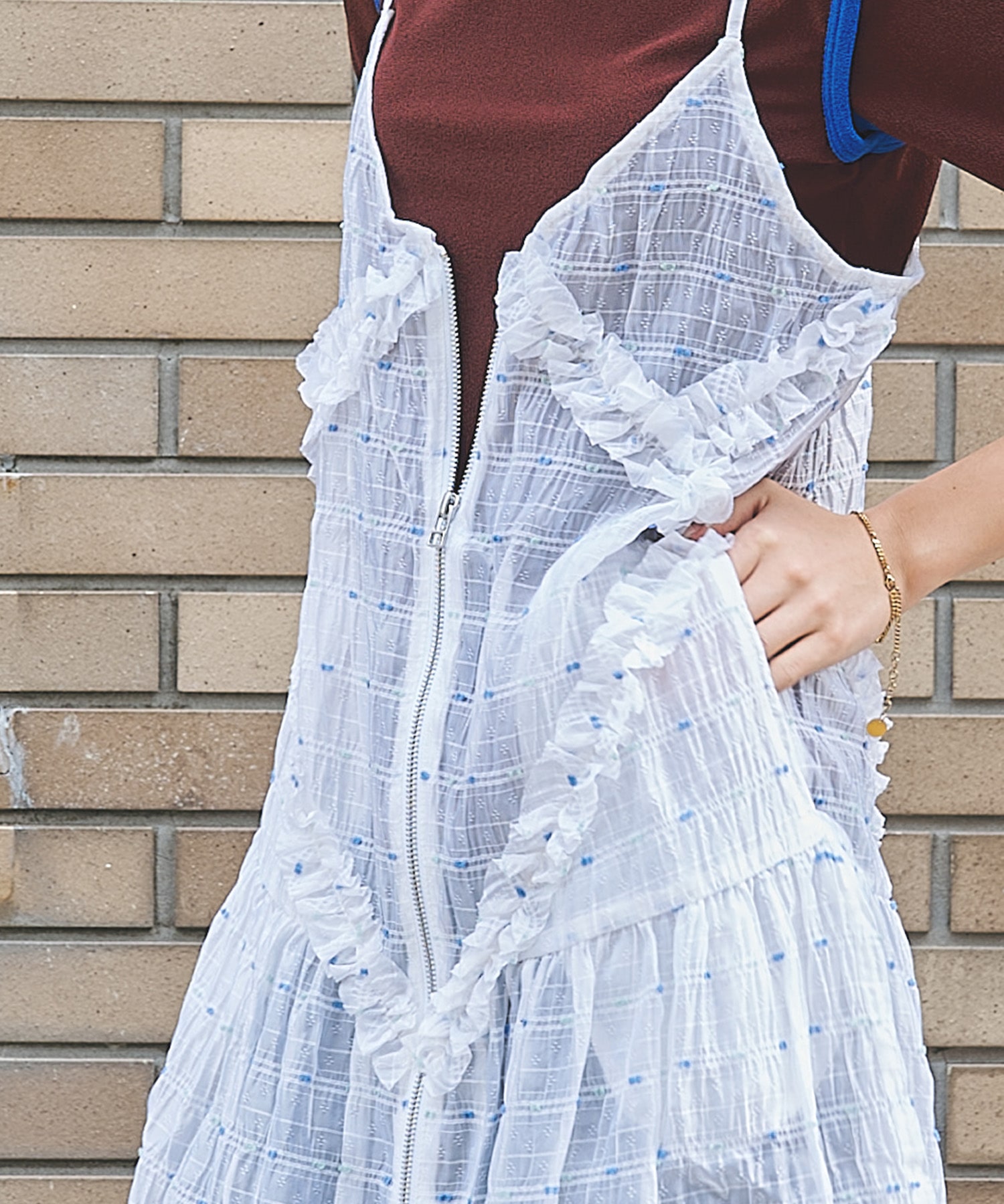 Original jacquard camisole dress naokitomizuka